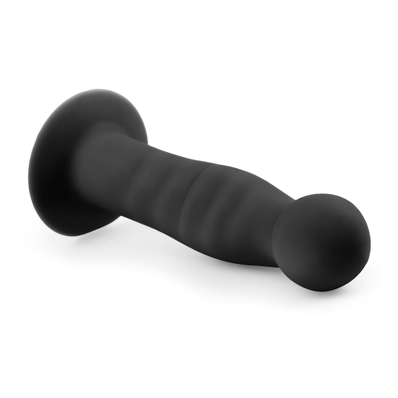 Easytoys Ribbed - tapadókorongos anál dildó (14cm) - fekete