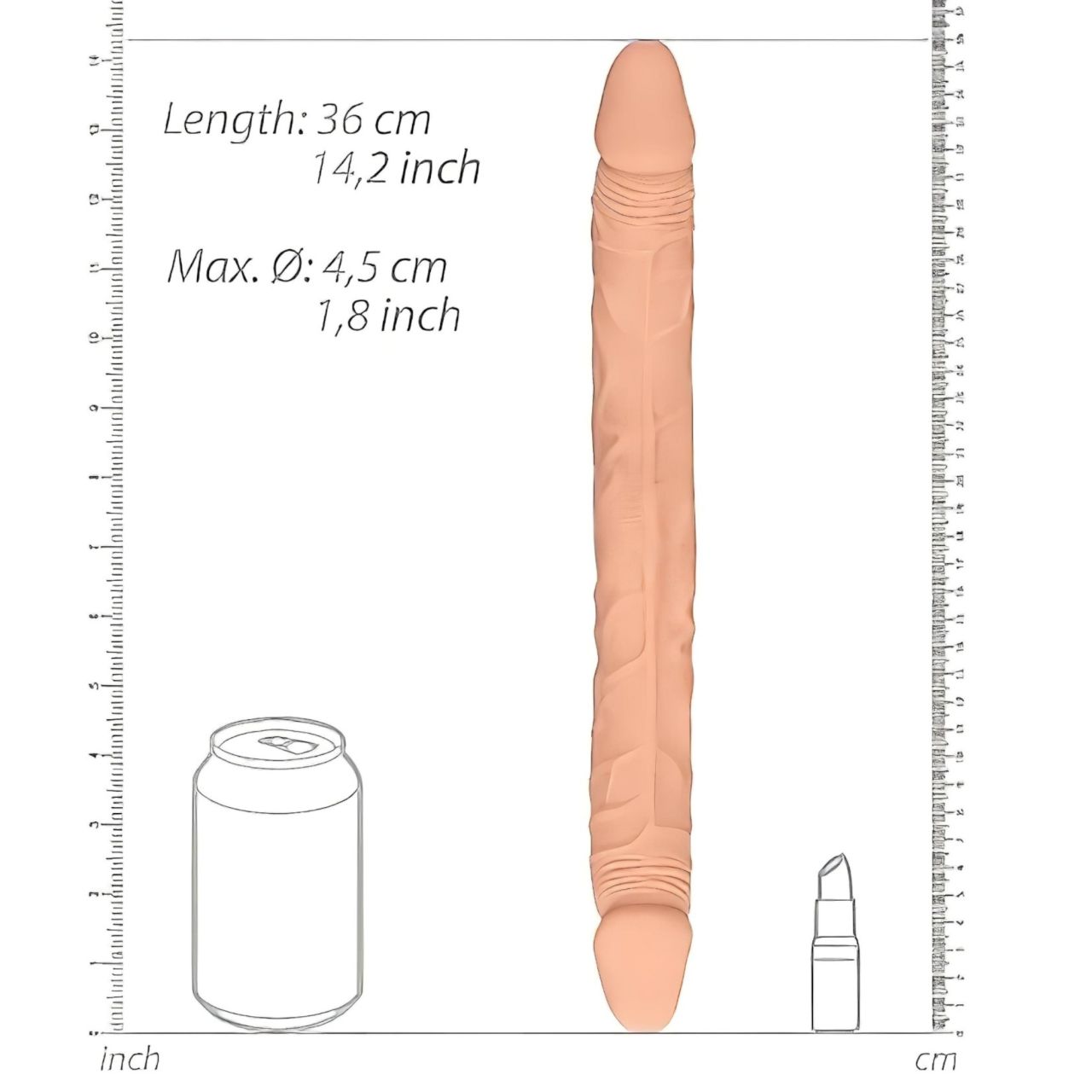 RealRock Double Dong 14 - dupla dildó (36cm) - natúr