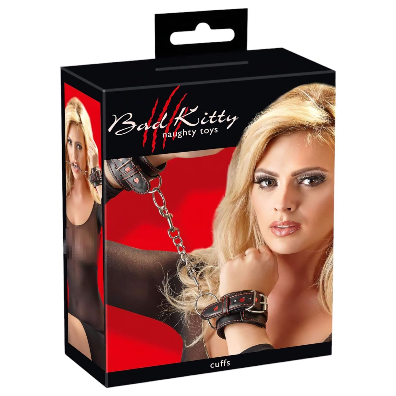 Bad Kitty - szíves bilincsek (fekete)