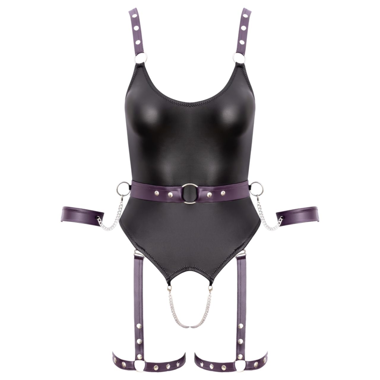 Cottelli - nyitott bondage body bilincsekkel (fekete)