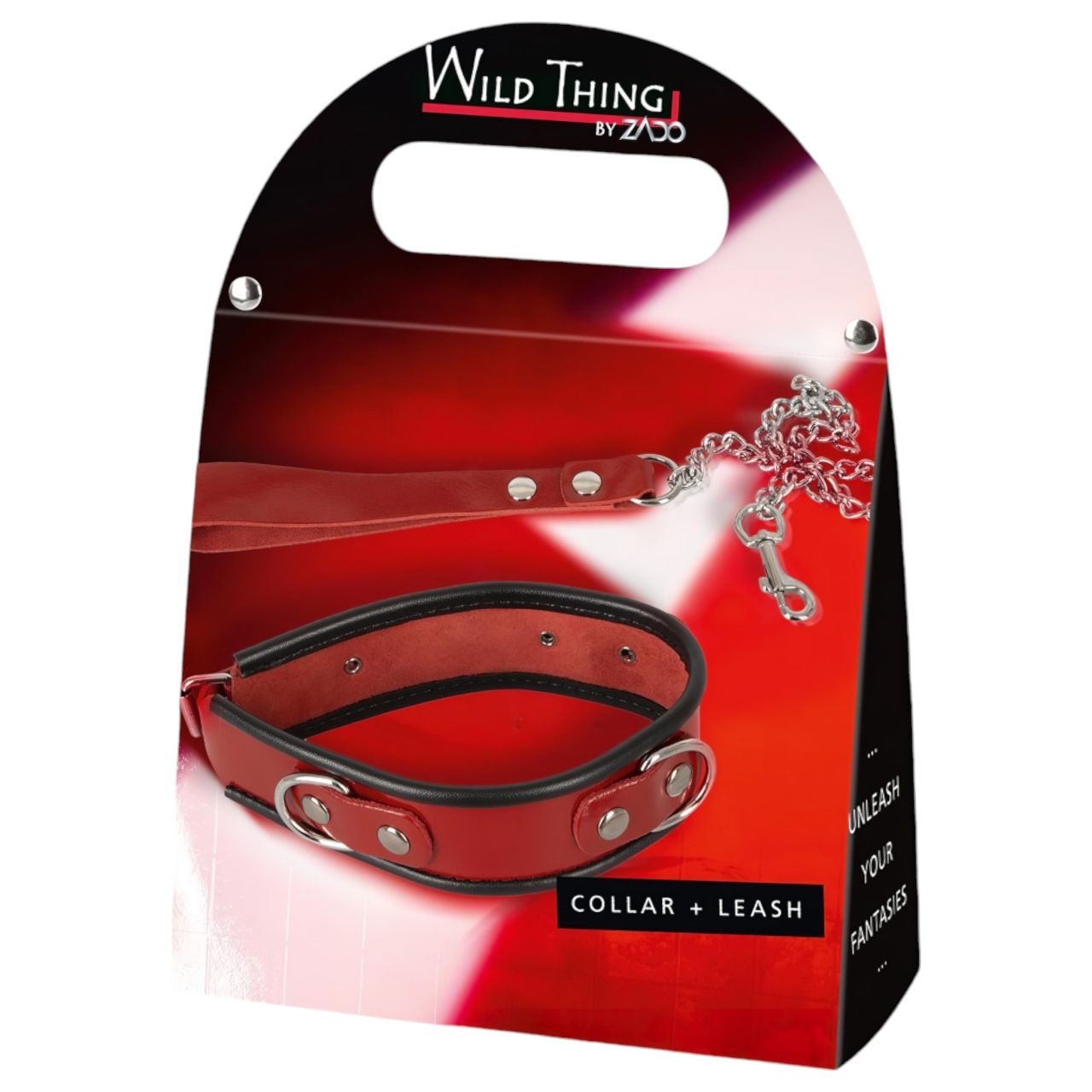 / ZADO - bőr nyakörv és póráz (piros)