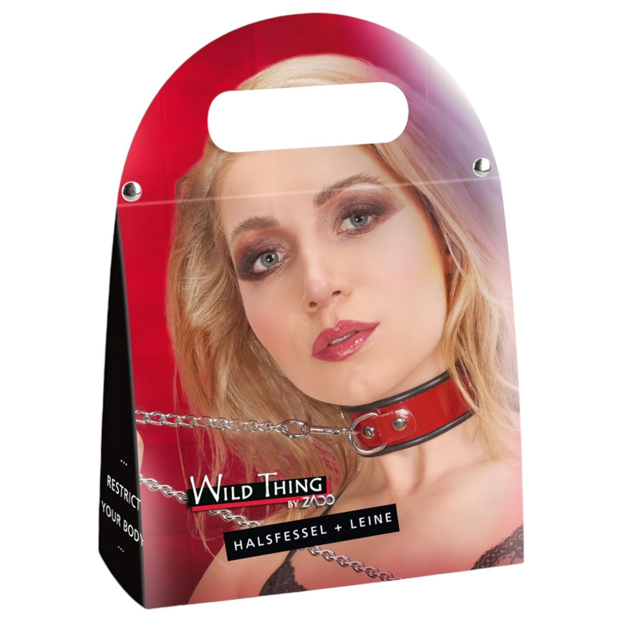 / ZADO - bőr nyakörv és póráz (piros)