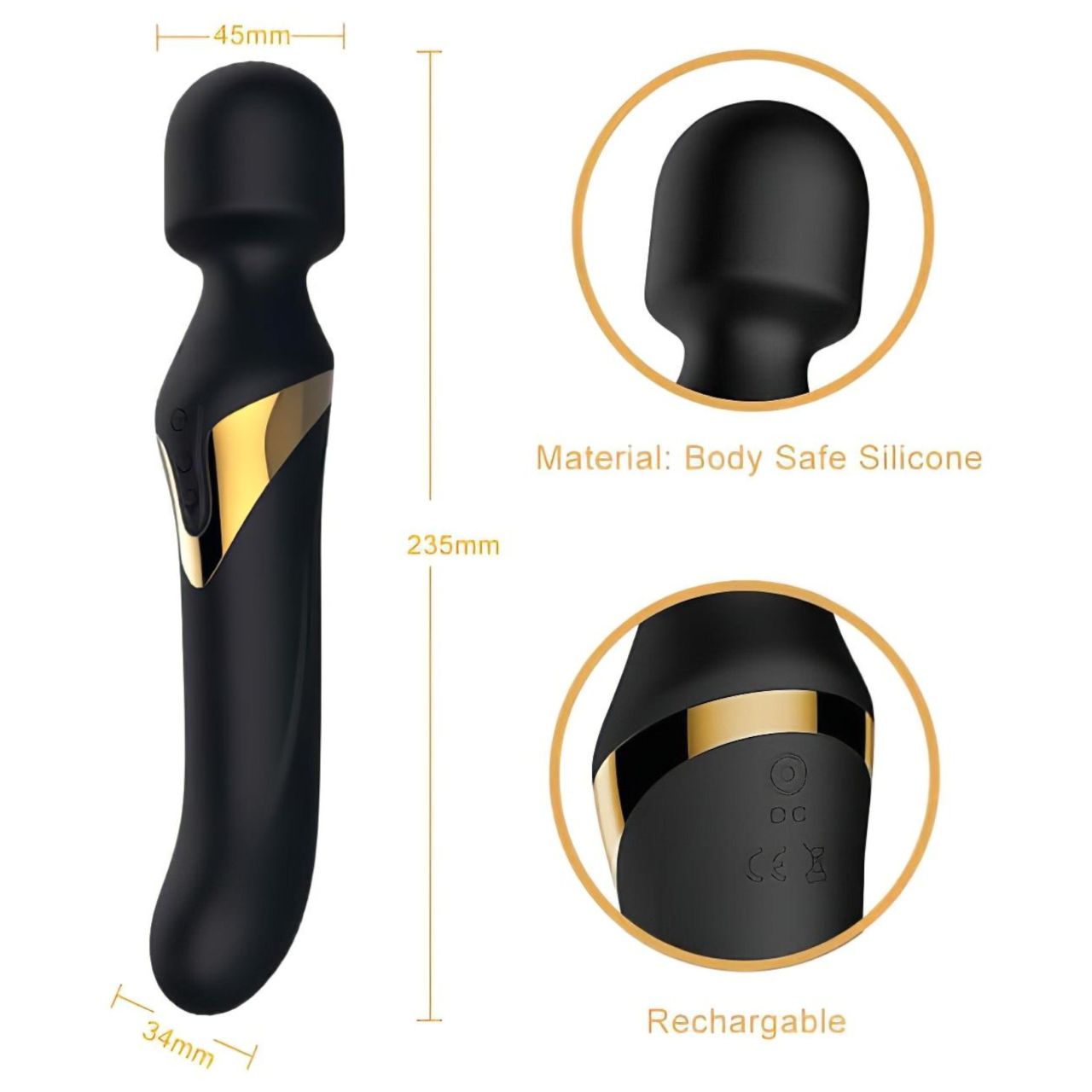 Dorcel Dual Orgasms Gold - 2in1 masszírozó vibrátor (fekete)