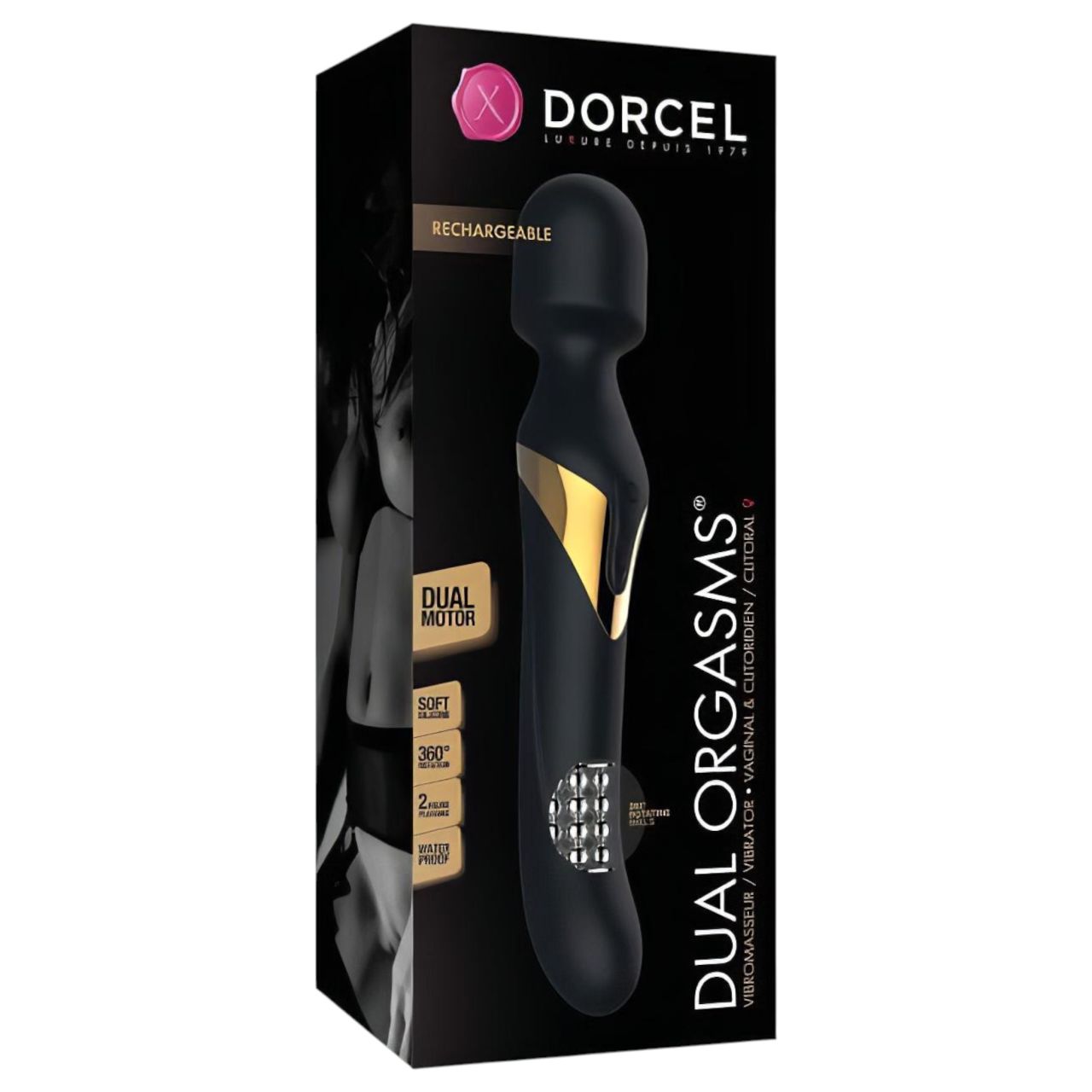 Dorcel Dual Orgasms Gold - 2in1 masszírozó vibrátor (fekete)