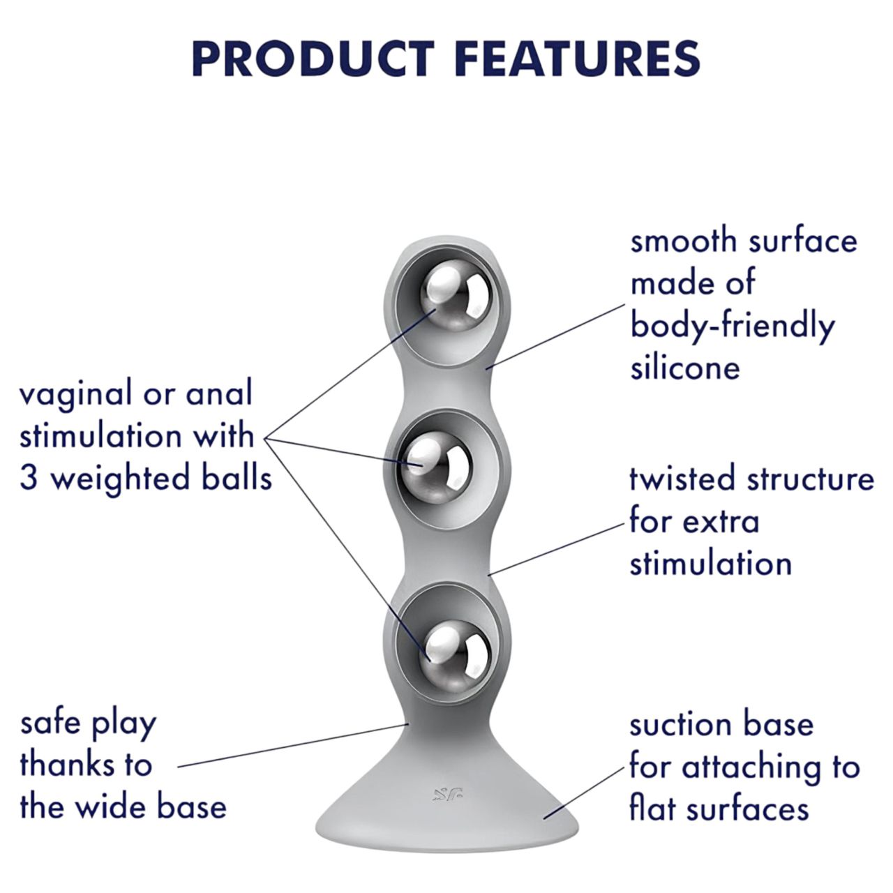 Satisfyer Triple Ball-R - gyöngyös dildó (szürke) Satisfyer Triple Ball-R - gyöngyös dildó (szürke)