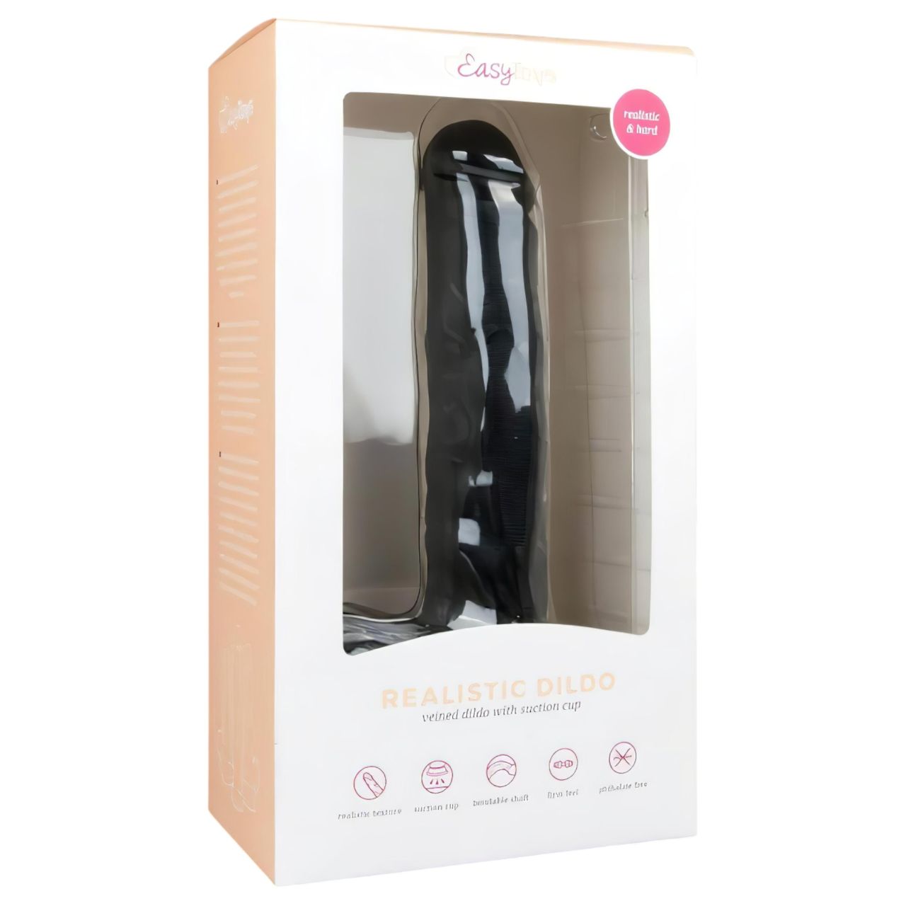 Easytoys - tapadókorongos, herés nagy dildó (26,5cm) - fekete