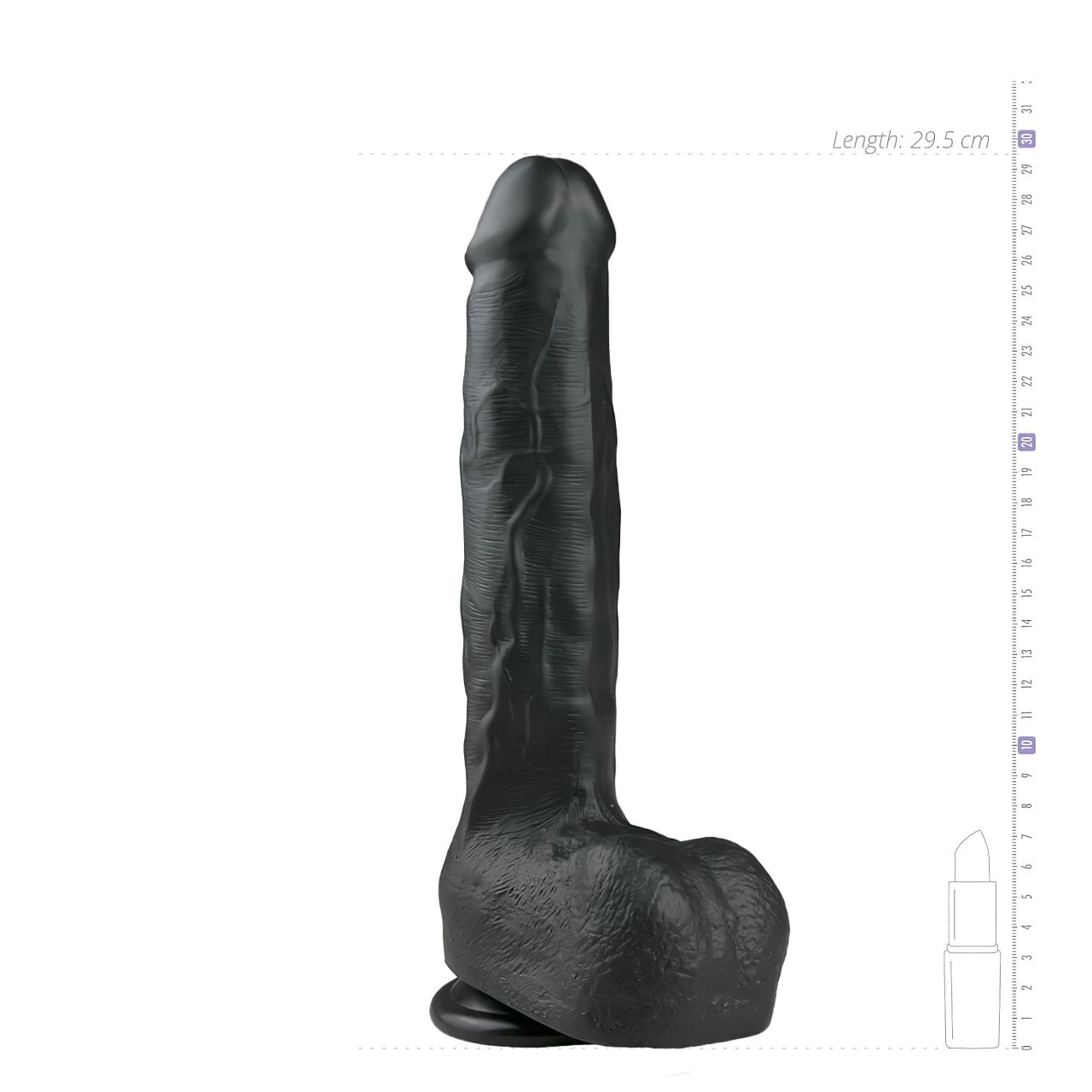 Easytoys - tapadókorongos, herés nagy dildó (29,5cm) - fekete