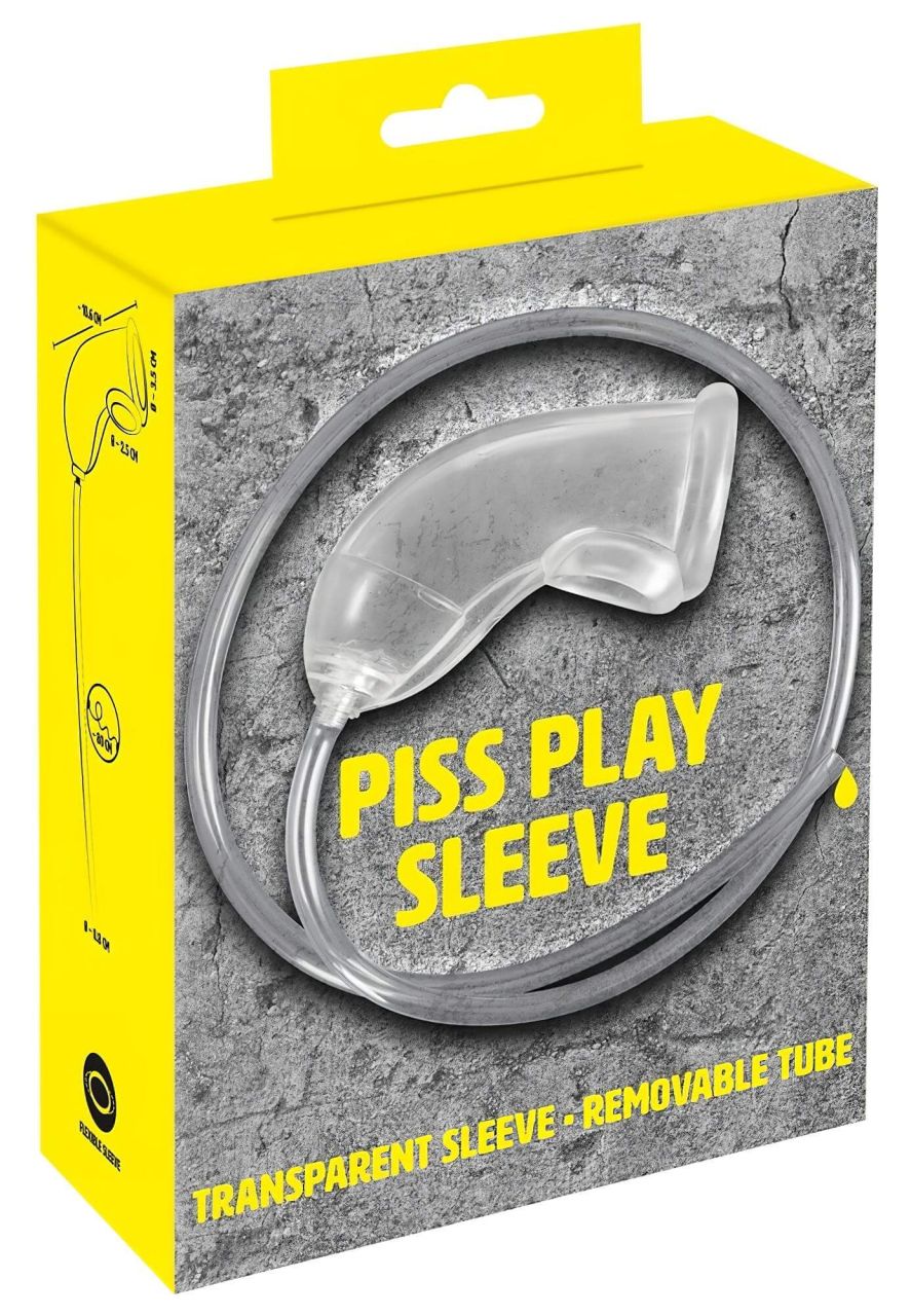 You2Toys Piss Play Sleeve - péniszfeltét kivezető csővel (átlátszó)