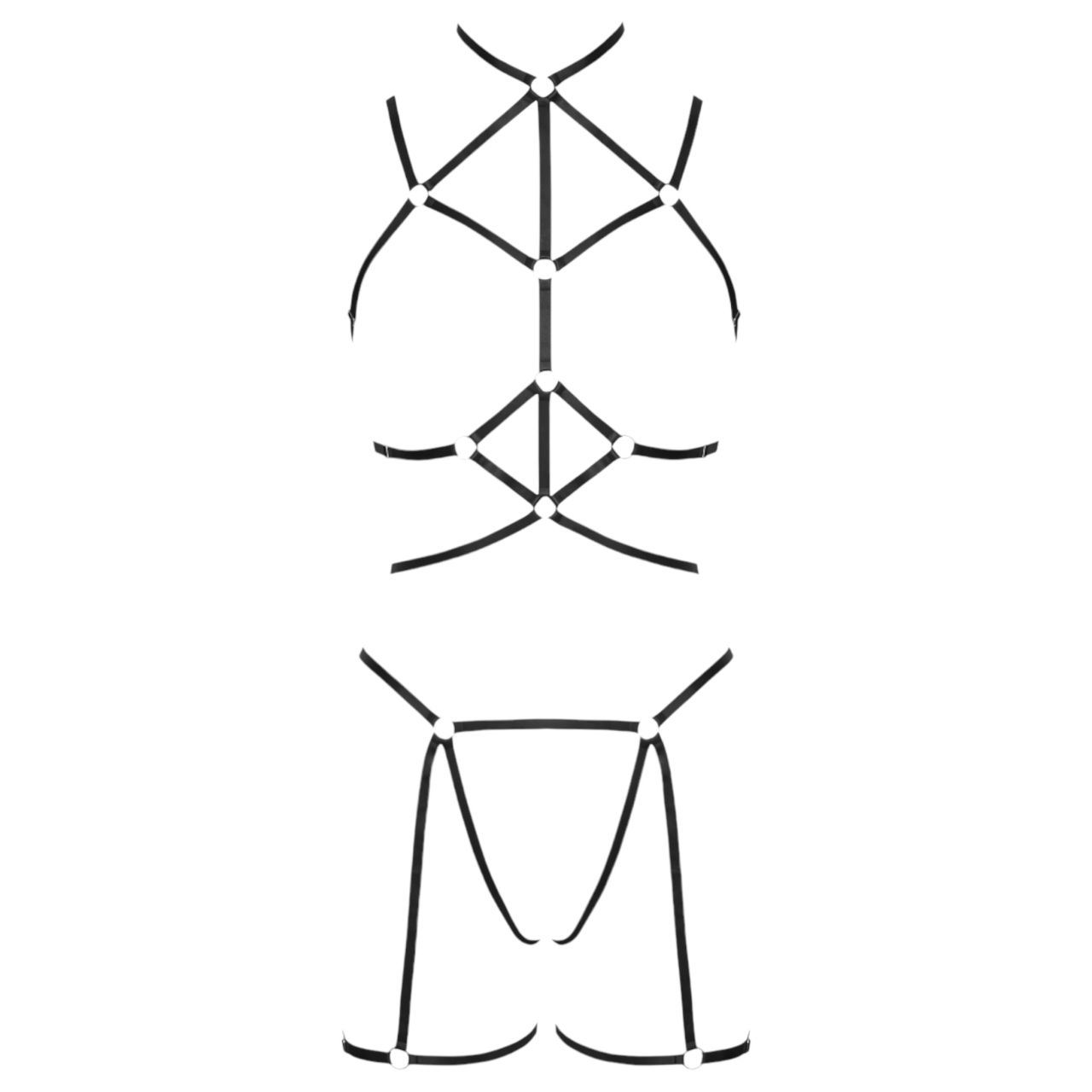 Cottelli - dísz testhám és tanga (fekete) - (S-L)