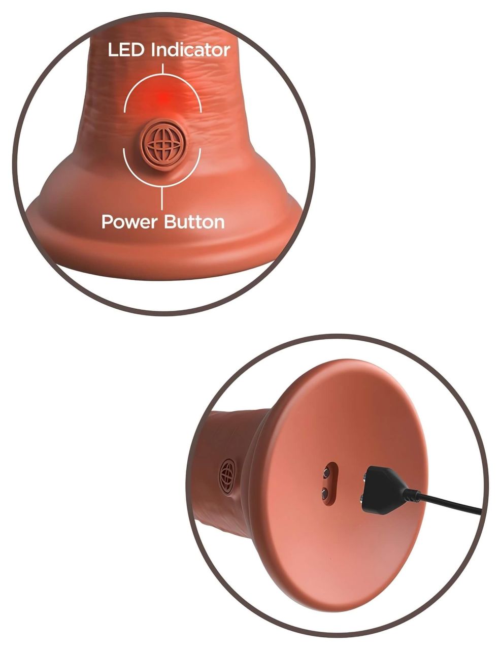 King Cock Elite 8 - élethű vibrátor 20cm (sötét natúr)