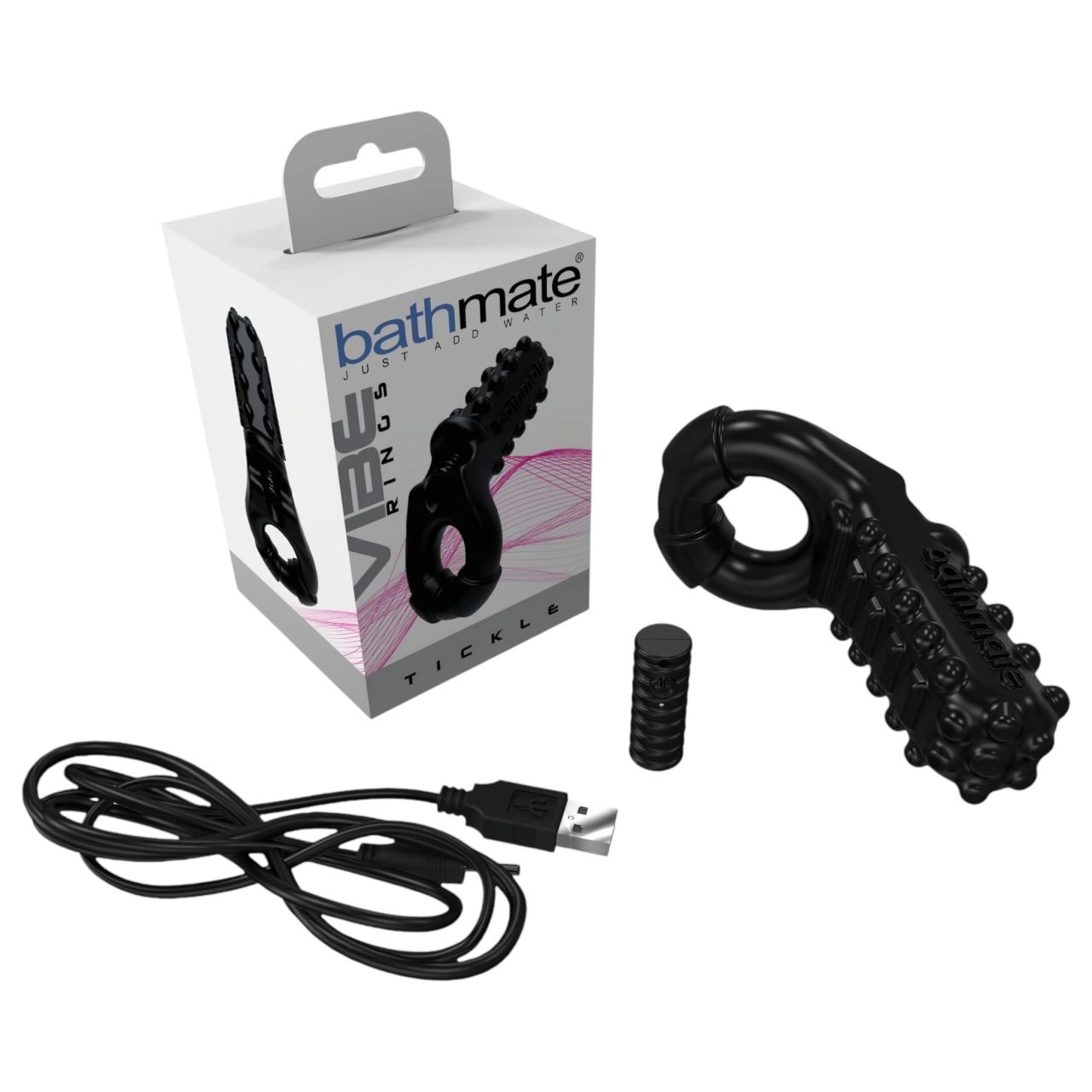 Bathmate Vibe Ring Tickle - vibrációs péniszgyűrű (fekete)
