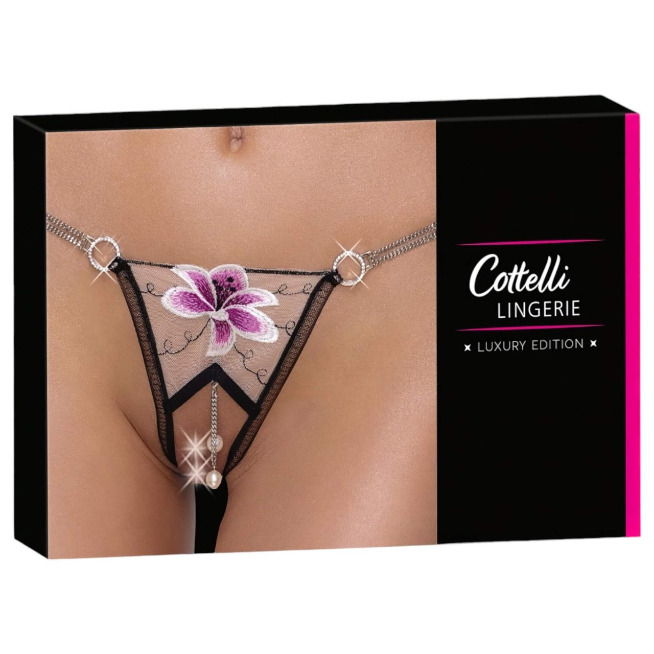 Cottelli - luxus, hímzett liliom tanga (fekete-fehér) Cottelli - luxus, hímzett liliom tanga (fekete-fehér)