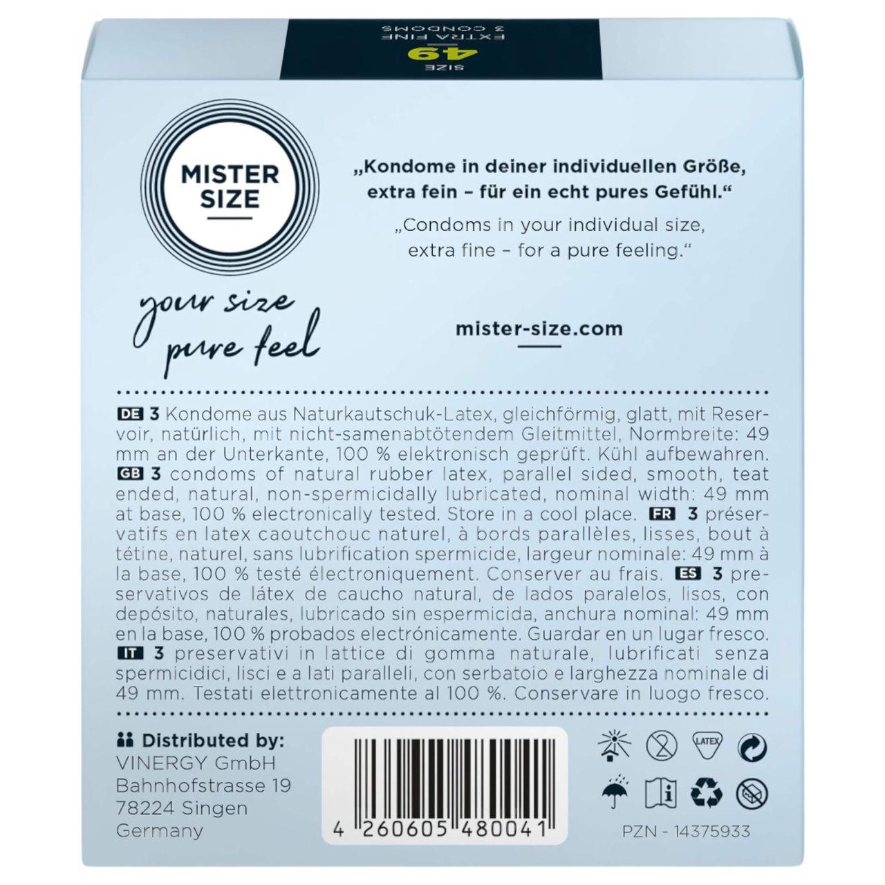 Mister Size vékony óvszer - 49mm (3db) Mister Size vékony óvszer - 49mm (3db)