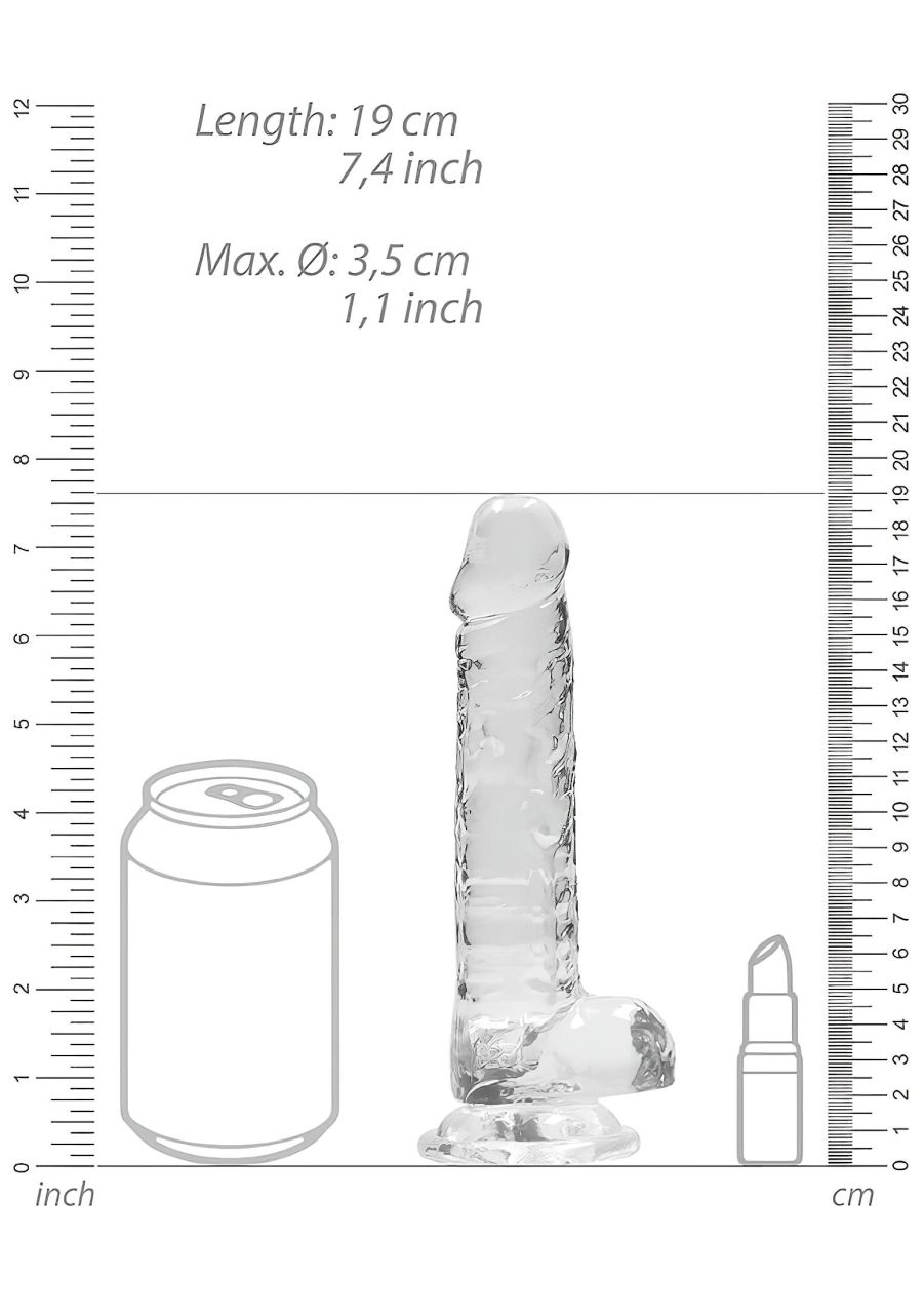 RealRock - átlátszó élethű dildó - átlátszó (17cm)