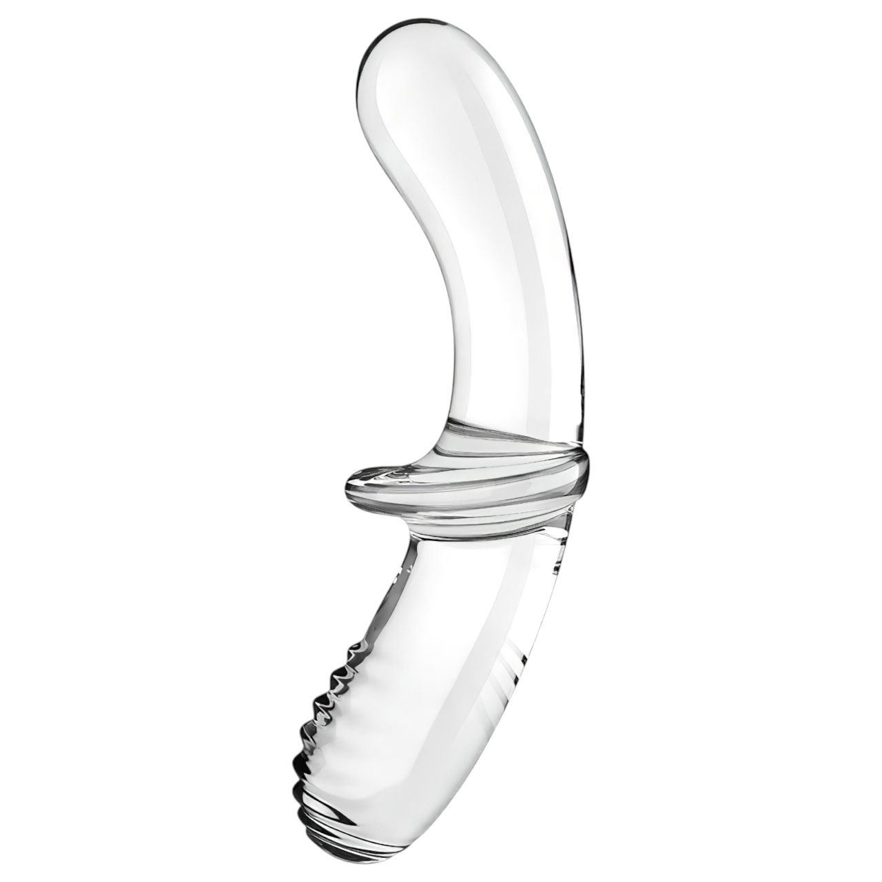 Satisfyer Double Crystal - kétvégű üveg dildó (átlátszó)