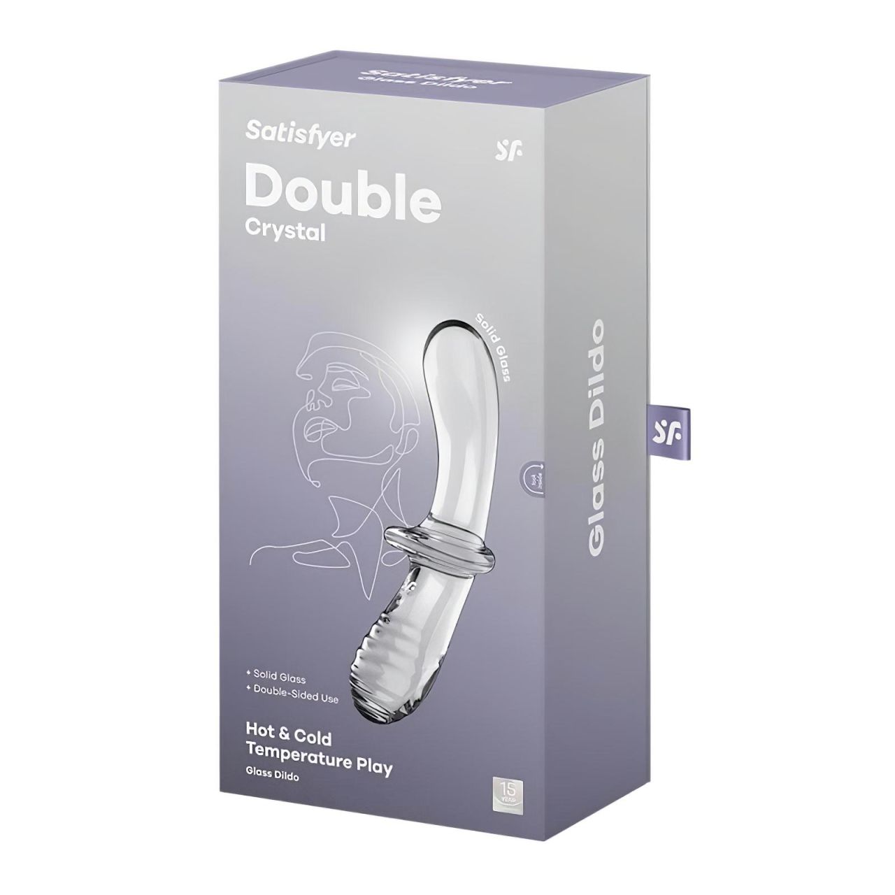 Satisfyer Double Crystal - kétvégű üveg dildó (átlátszó)
