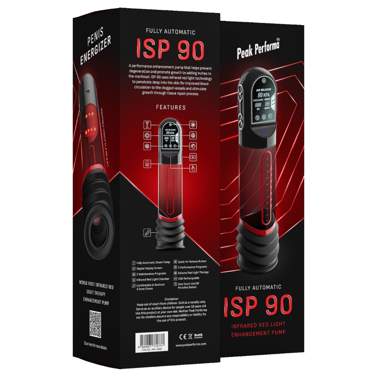 Peak Performa - infraledes, automata péniszpumpa (átlátszó)
