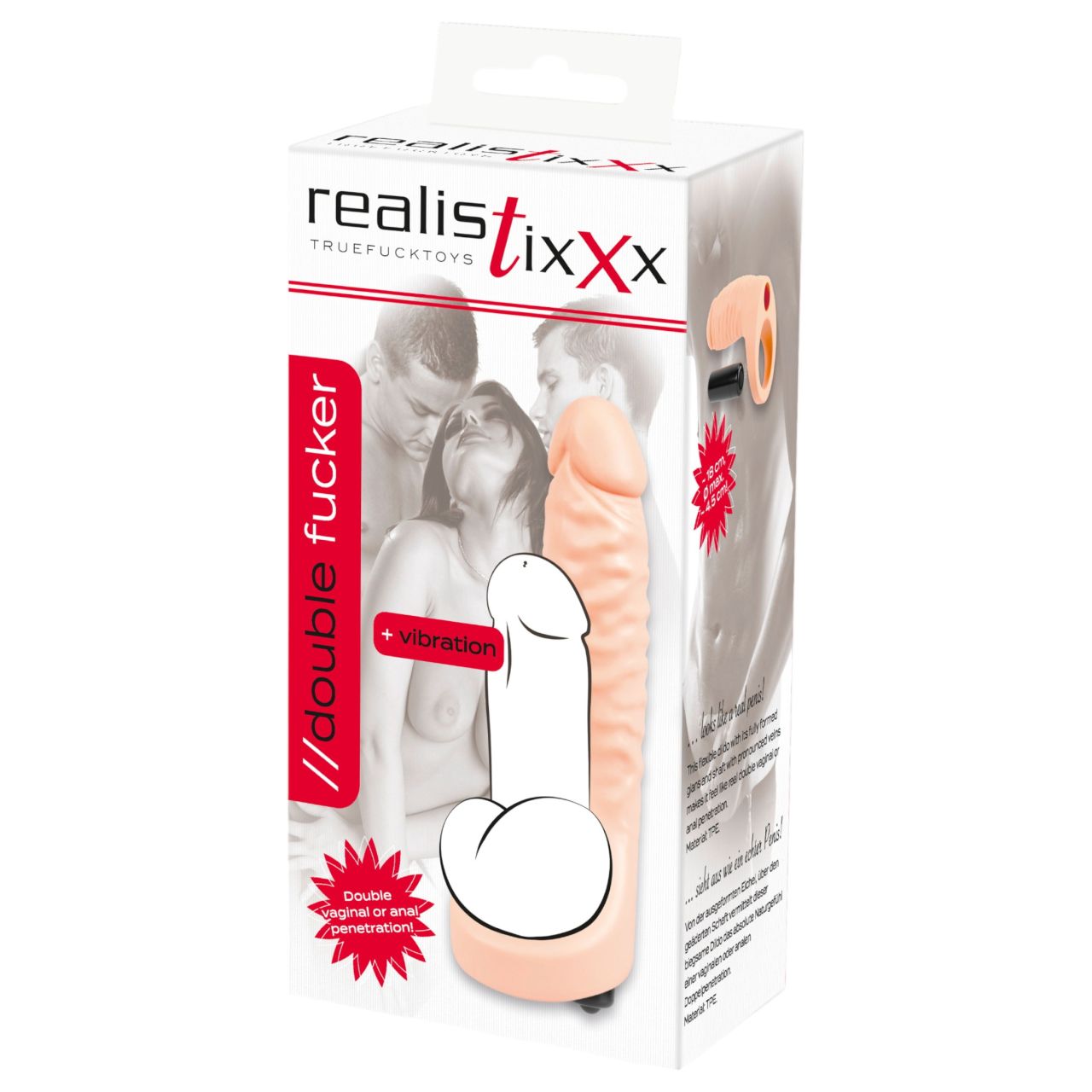 Realistixxx Double Fucker - felcsatolható anál vibrátor (natúr)