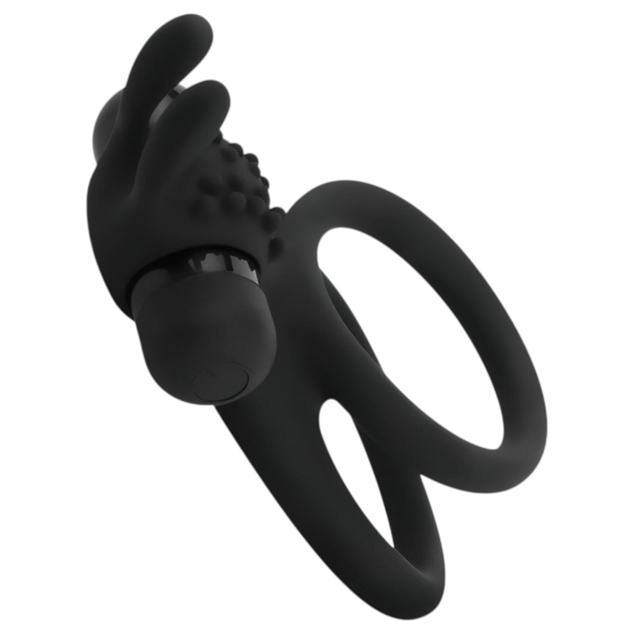 Easytoys Share Ring - vibrációs pénisz- és heregyűrű (fekete)