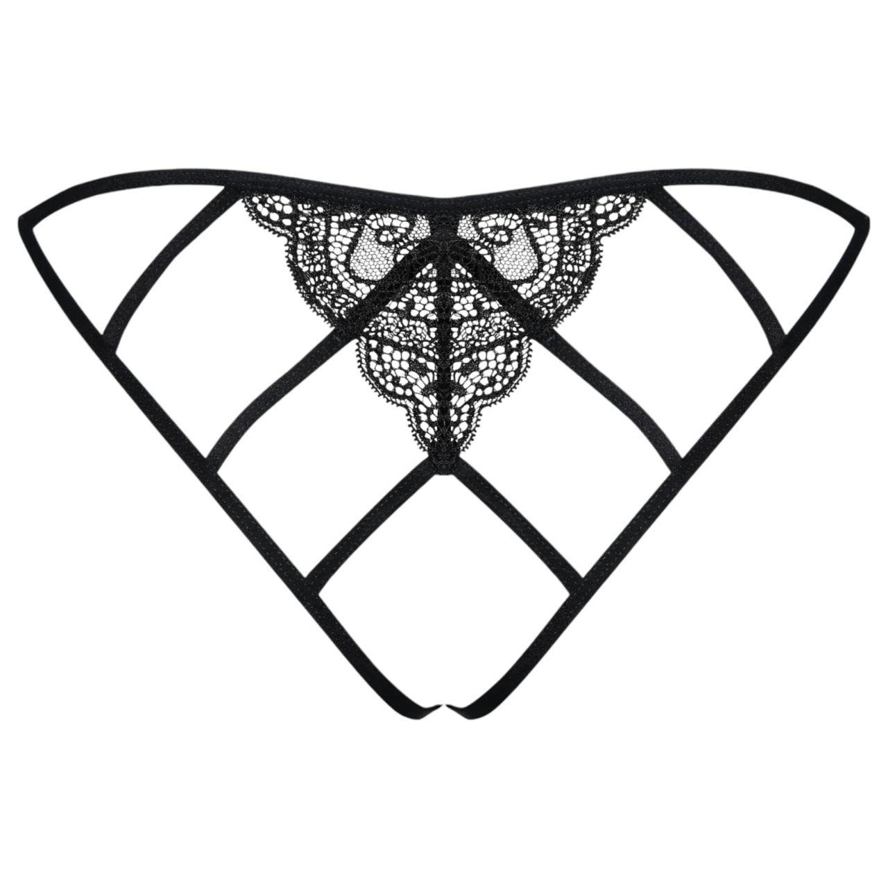Obsessive Miamor - hálós, nyitott csipke női bugyi (fekete)