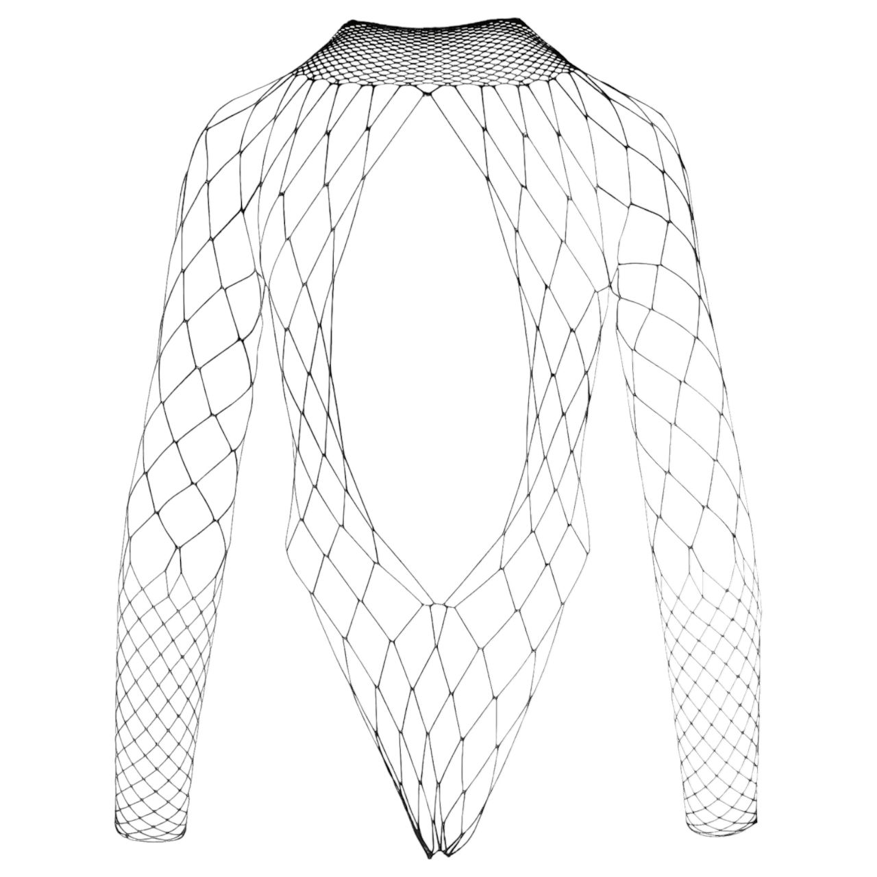 NO:XQSE - hosszúujjú, hálós necc body (fekete, S-L)