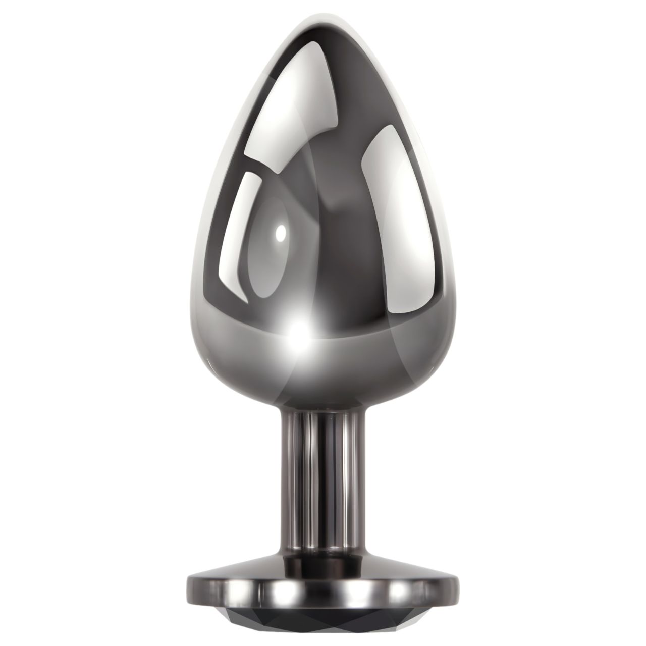 Evolved Black Gem - fém anál plug szett, fekete kővel (ezüst)