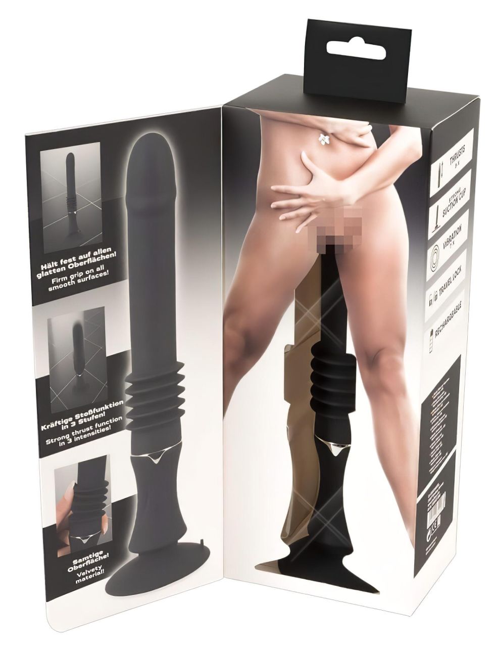 You2Toys Fucking Machine - tapadókorongos lökő vibrátor (fekete)