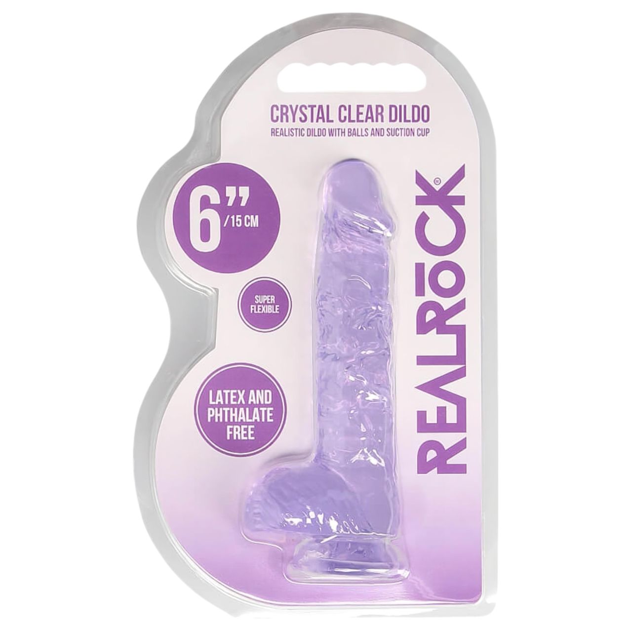 RealRock - átlátszó élethű dildó (lila, 15 cm) RealRock - átlátszó élethű dildó (lila, 15 cm)