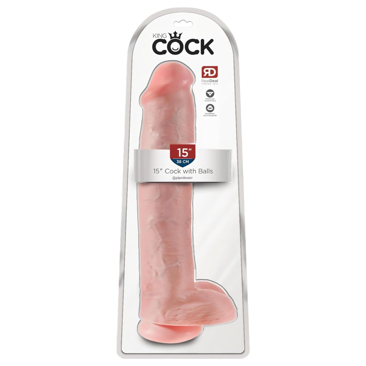 King Cock 15 - tapadókorongos, herés dildó (38 cm, testszínű) King Cock 15 - tapadókorongos, herés dildó (38 cm, testszínű)