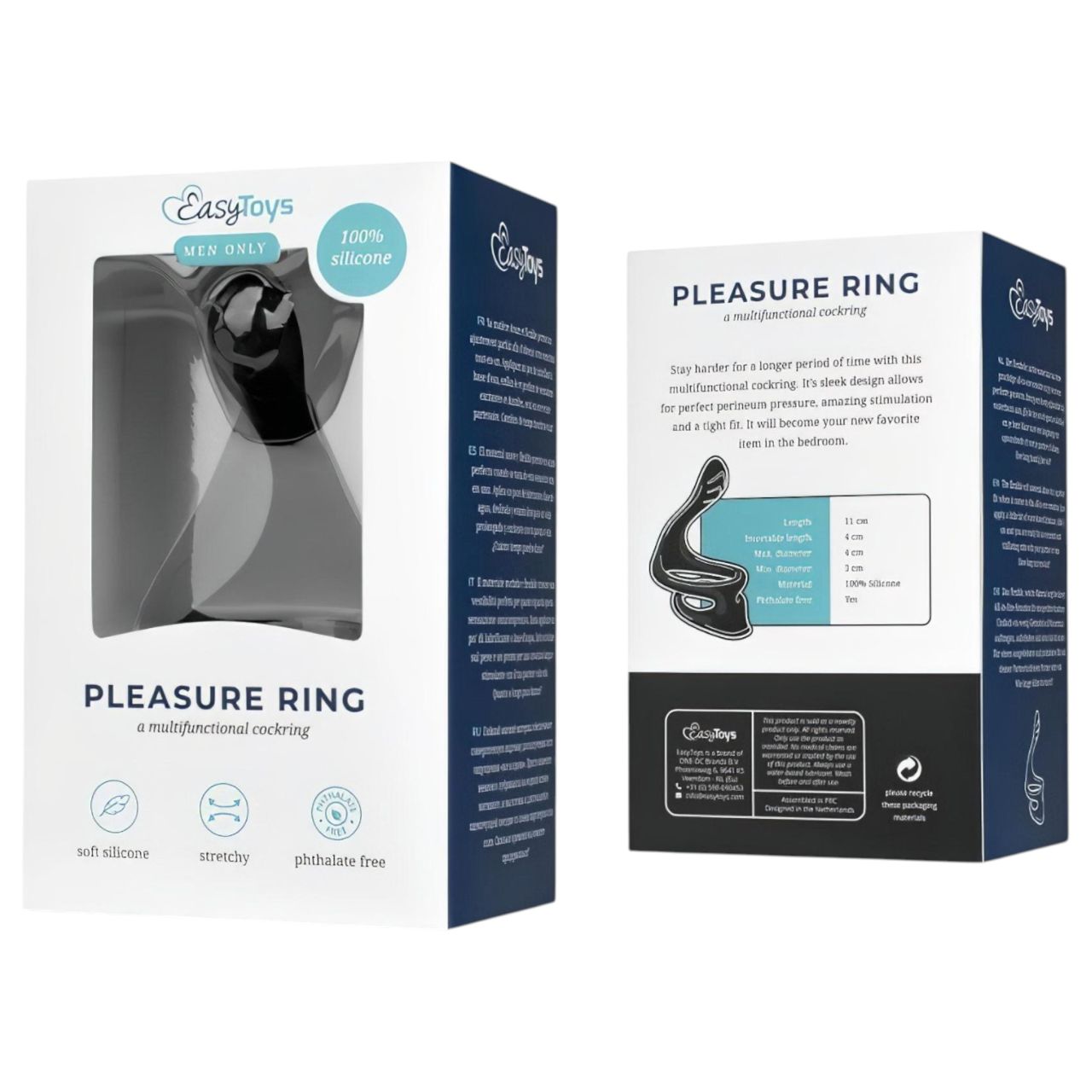 EasyToys Pleasure Ring - rugalmas pénisz- és heregyűrű (fekete)
