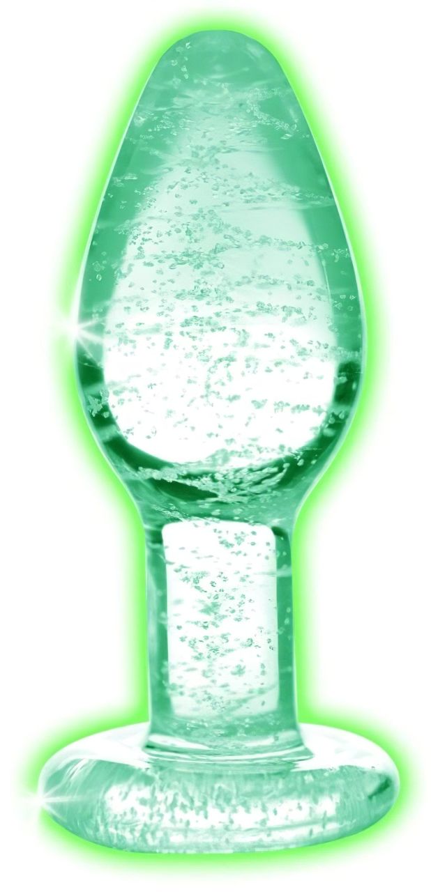 Booty Sparks Glow in the Dark L - üveg butt plug (átlátszó)