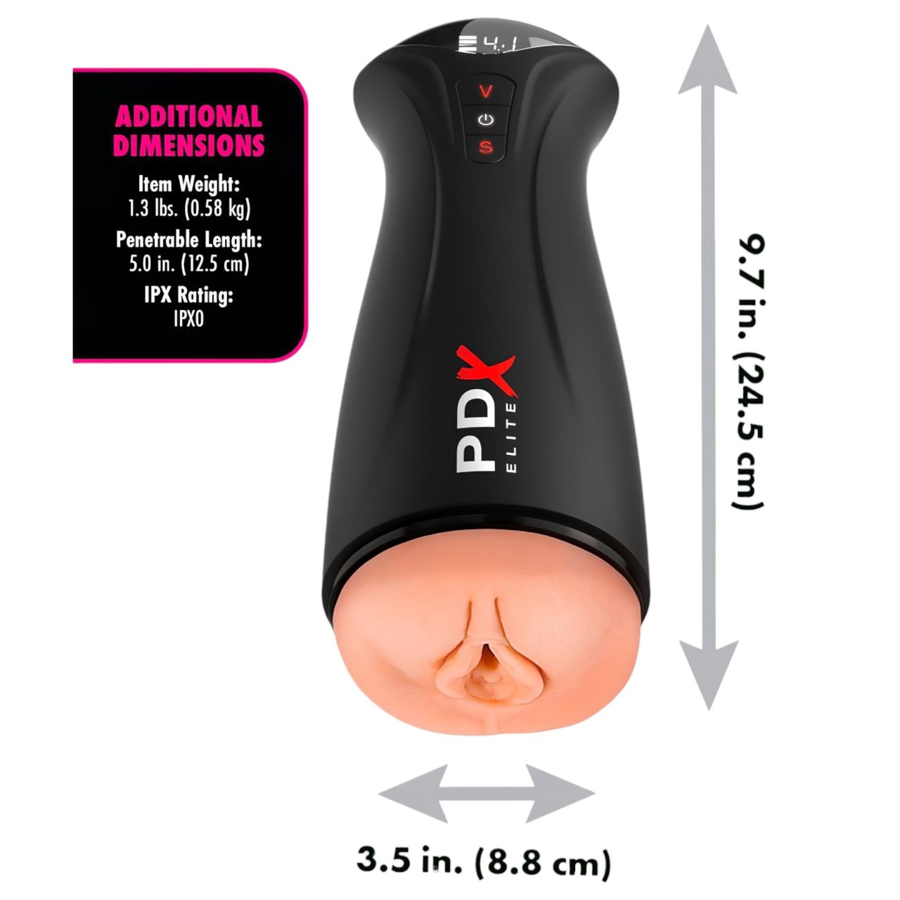 PDX Elite - szívó, rezgő maszturbátor (fekete) PDX Elite - szívó, rezgő maszturbátor (fekete)