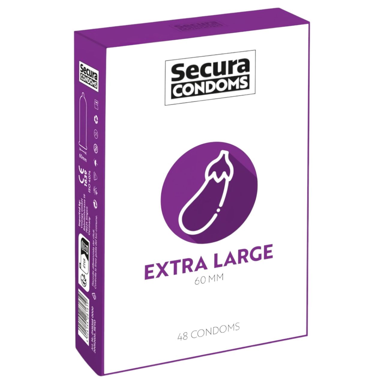 Secura Padlizsán - extra nagy óvszer - 60 mm (48 db) Secura Padlizsán - extra nagy óvszer - 60 mm (48 db)