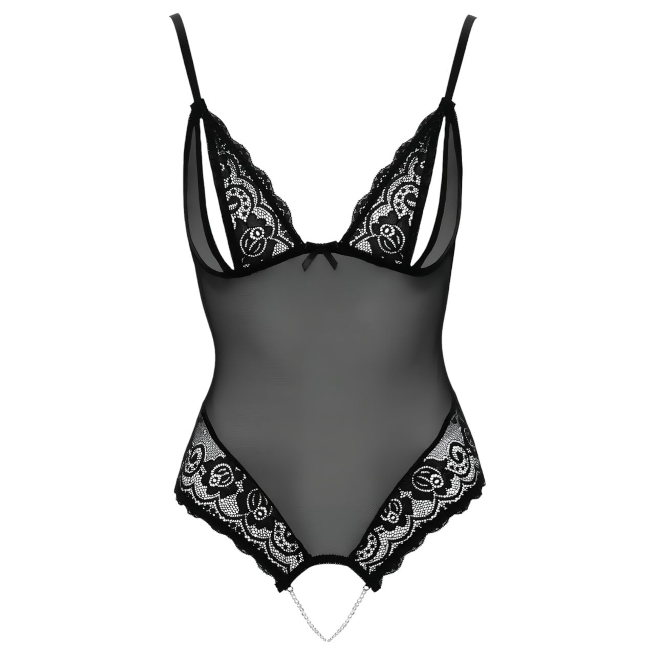 Cottelli - csipkés, gyöngyös nyitott body (fekete) Cottelli - csipkés, gyöngyös nyitott body (fekete)
