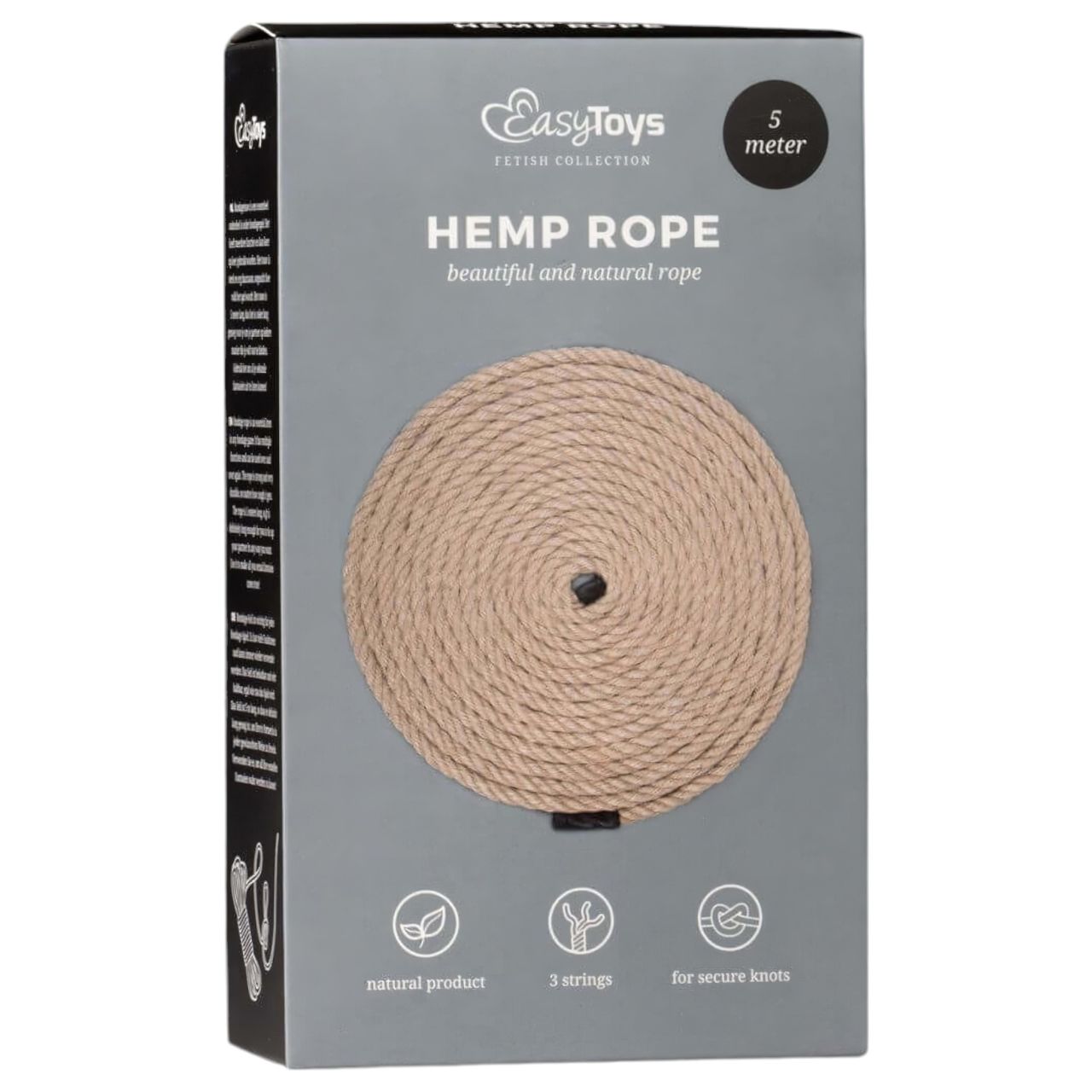 EasyToys Hemp Rope - kender bondage kötél (5 m, testszínű)