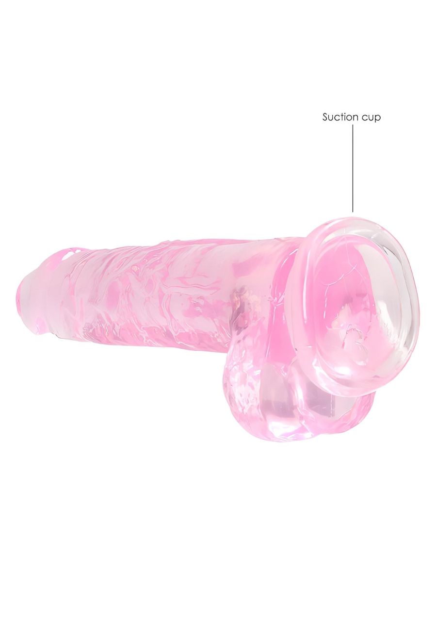 RealRock - átlátszó élethű dildó (pink, 19 cm)