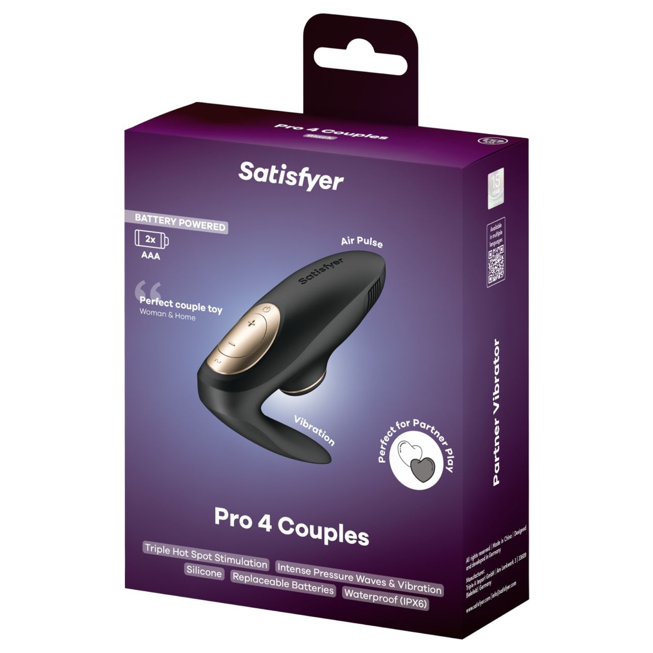 Satisfyer Pro 4 Couples - léghullámos párvibrátor (fekete) Satisfyer Pro 4 Couples - léghullámos párvibrátor (fekete)