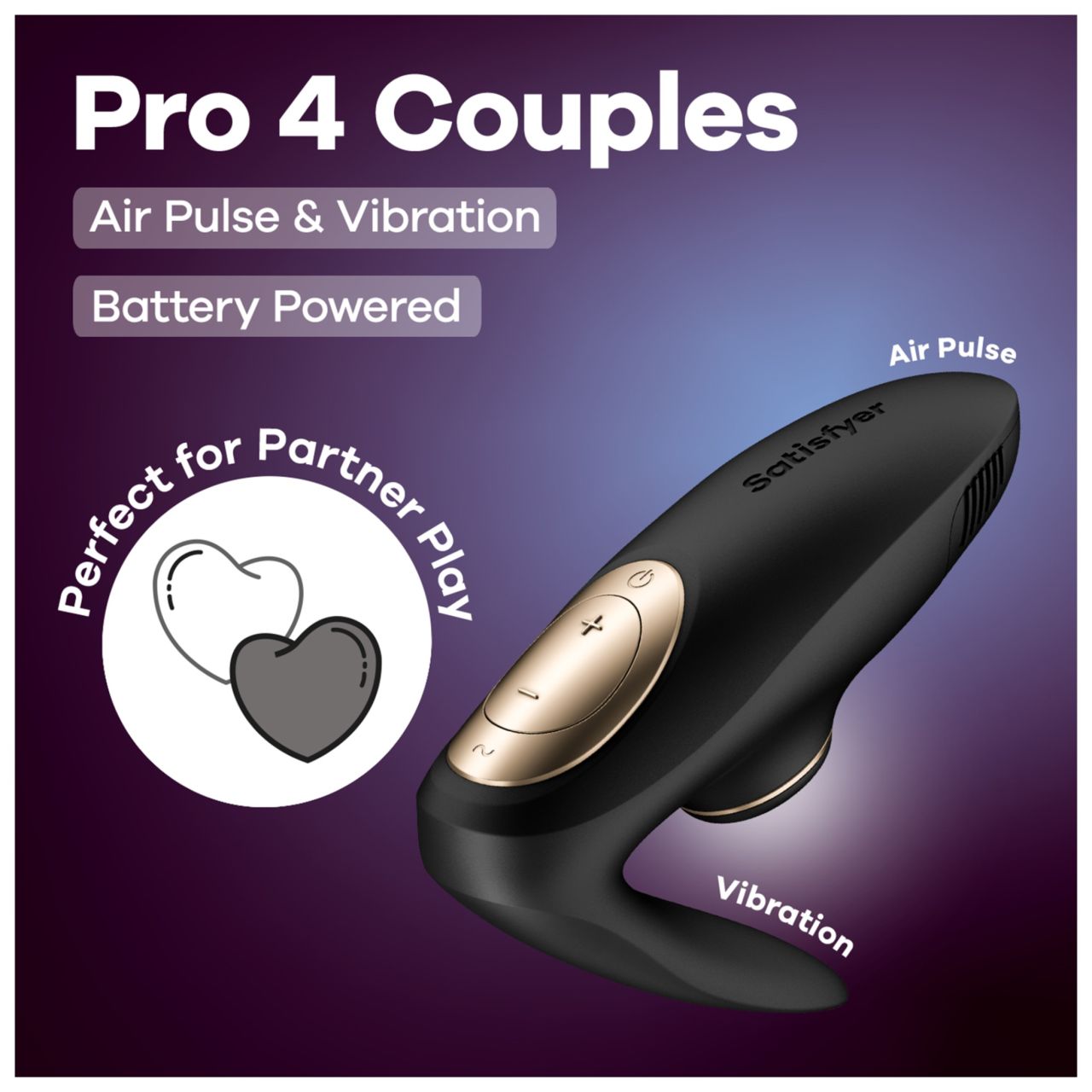 Satisfyer Pro 4 Couples - léghullámos párvibrátor (fekete) Satisfyer Pro 4 Couples - léghullámos párvibrátor (fekete)
