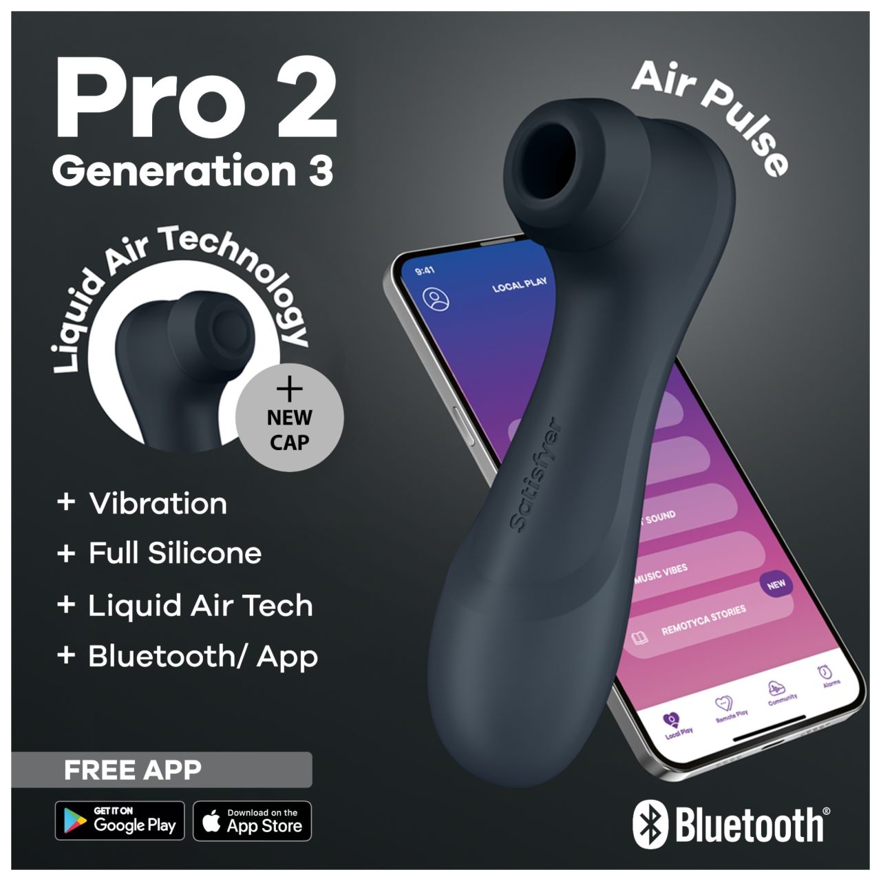 Satisfyer Pro2 Gen3 - App-vezérelt léghullámos csiklóizgató (sötét szürke) Satisfyer Pro2 Gen3 - App-vezérelt léghullámos csiklóizgató (sötét szürke)