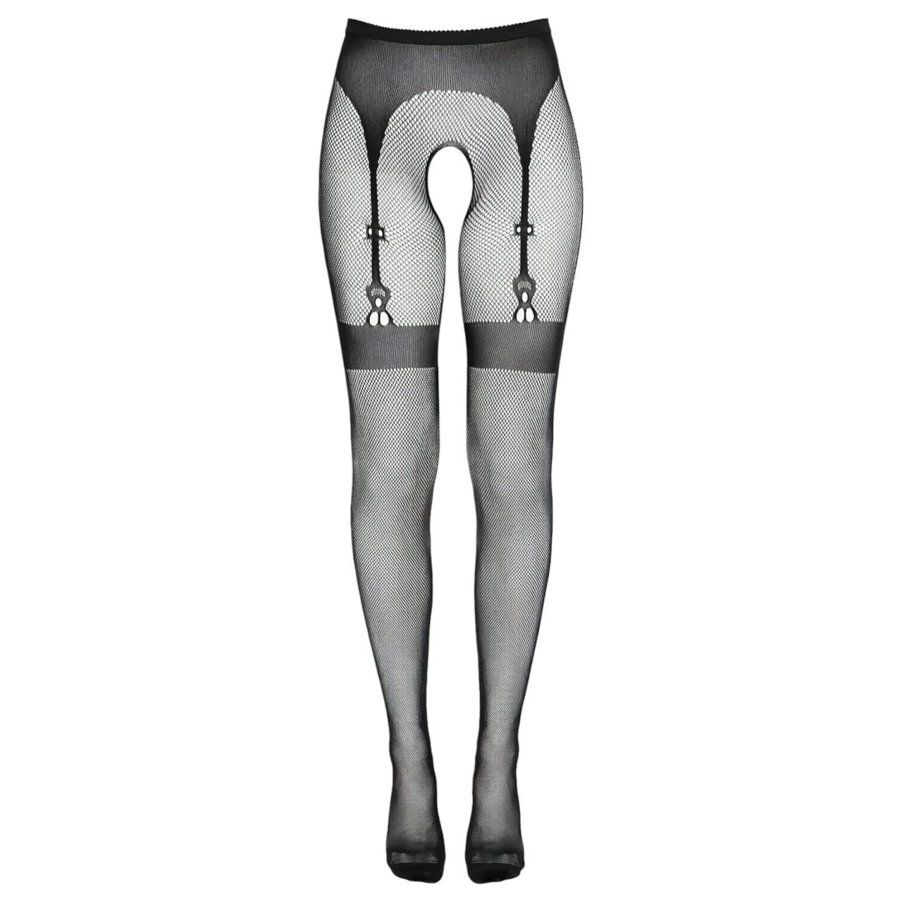 Cottelli Legwear - combfixes nyitott harisnya (fekete, S-L)