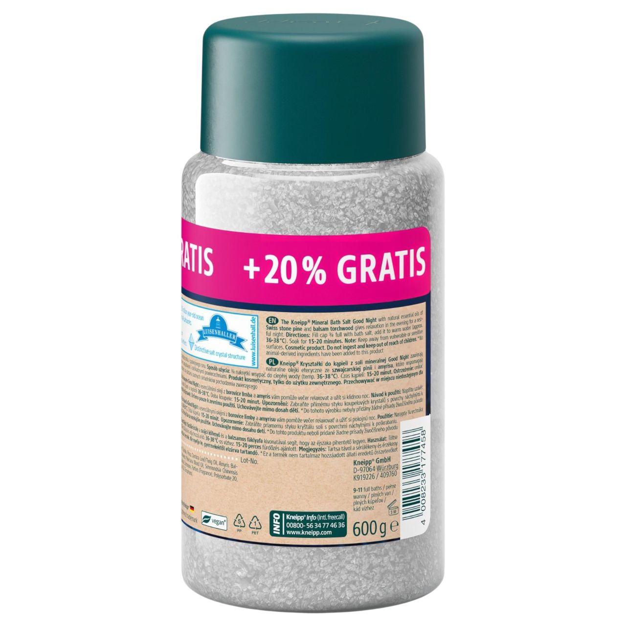 Kneipp Good Night fürdősó – cirbolyafenyő és szantálfa (600 g)