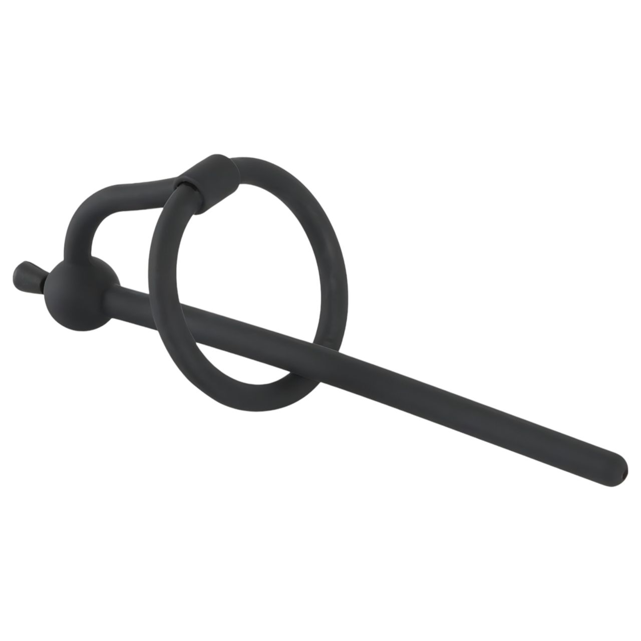 Penisplug - szilikon dilátor makkgyűrűvel (0,6 mm, fekete)