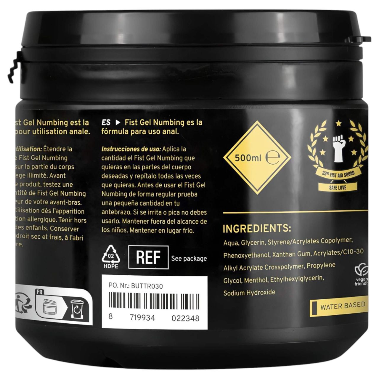 BUTTR - érzéstelenítő öklöző (fisting) gél (500 ml)