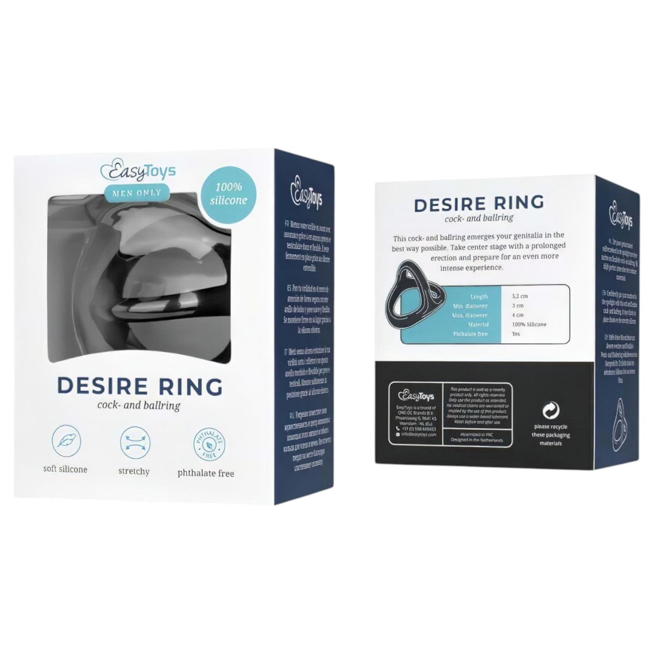 EasyToys Desire Ring - rugalmas pénisz- és heregyűrű (fekete)