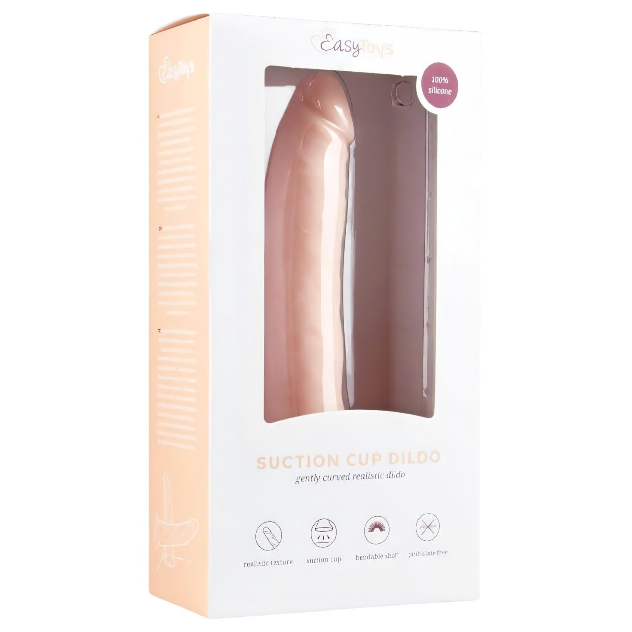 EasyToys - tapadókorongos 100% szilikon dildó (21 cm, testszínű)