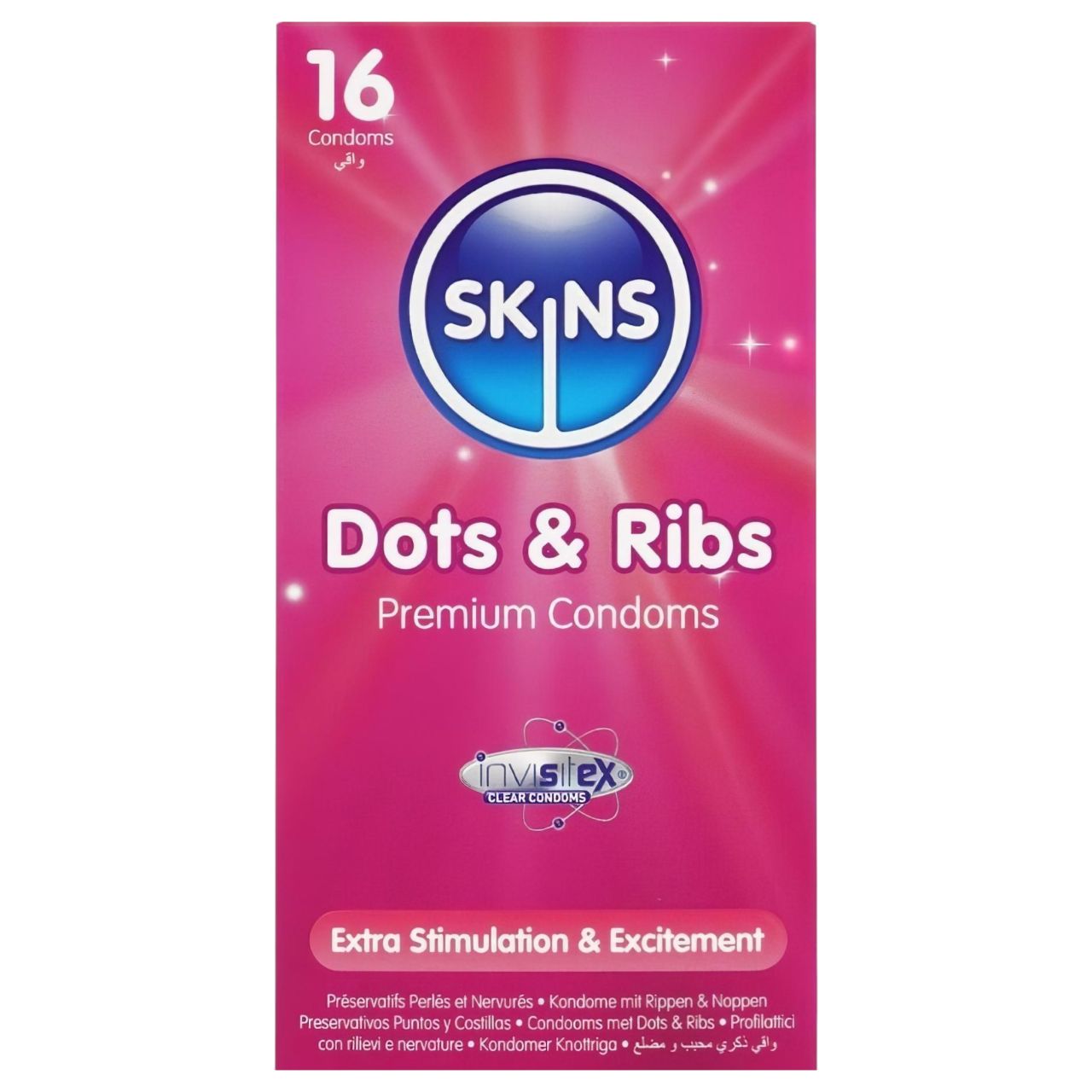 Skins - bordázott és pontozott óvszer (16 db) Skins - bordázott és pontozott óvszer (16 db)