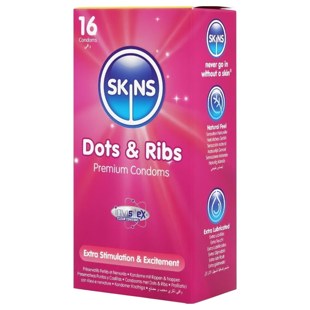 Skins - bordázott és pontozott óvszer (16 db) Skins - bordázott és pontozott óvszer (16 db)