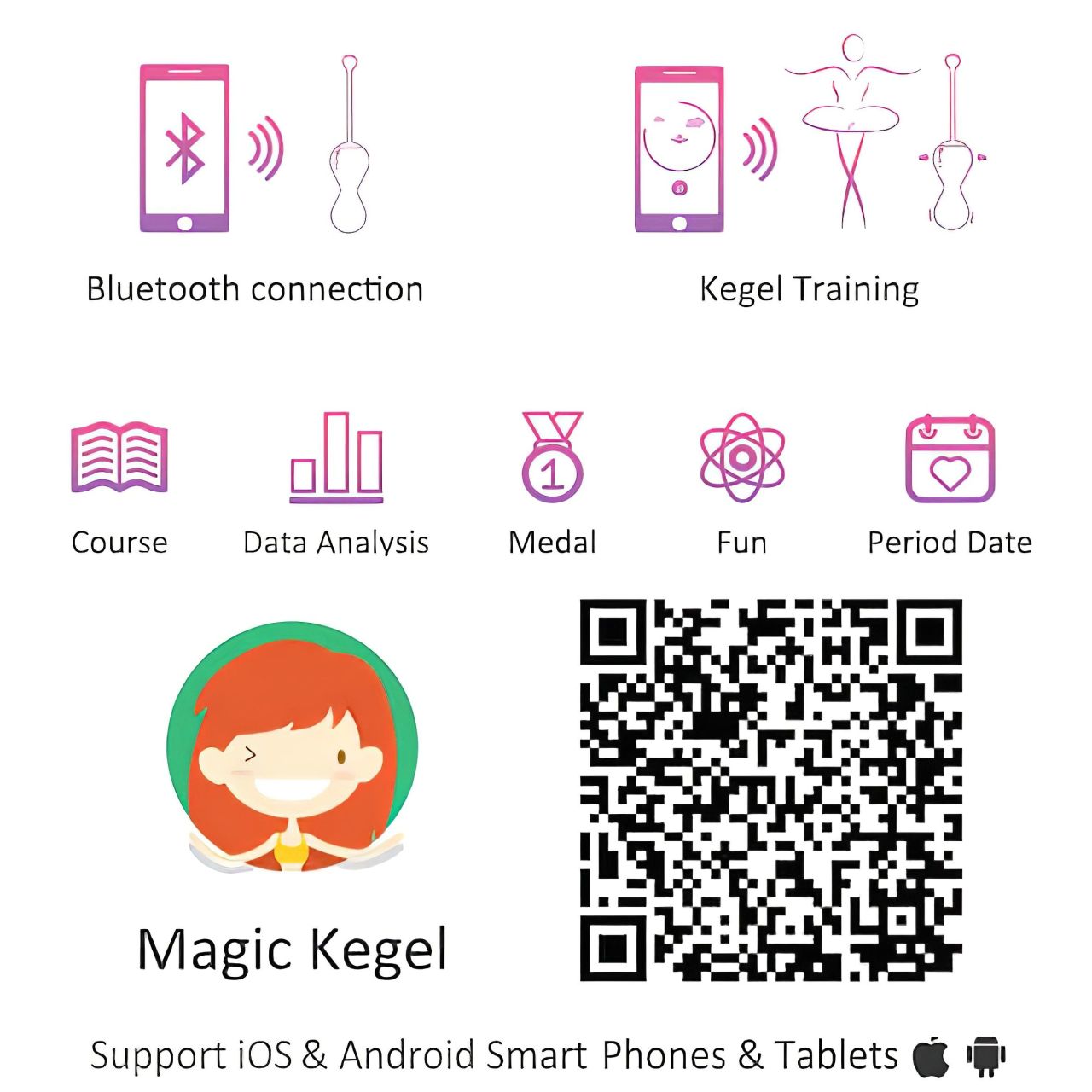 Magic Motion Kegel Master - App-vezérelt vibrációs gésagolyó (pink)
