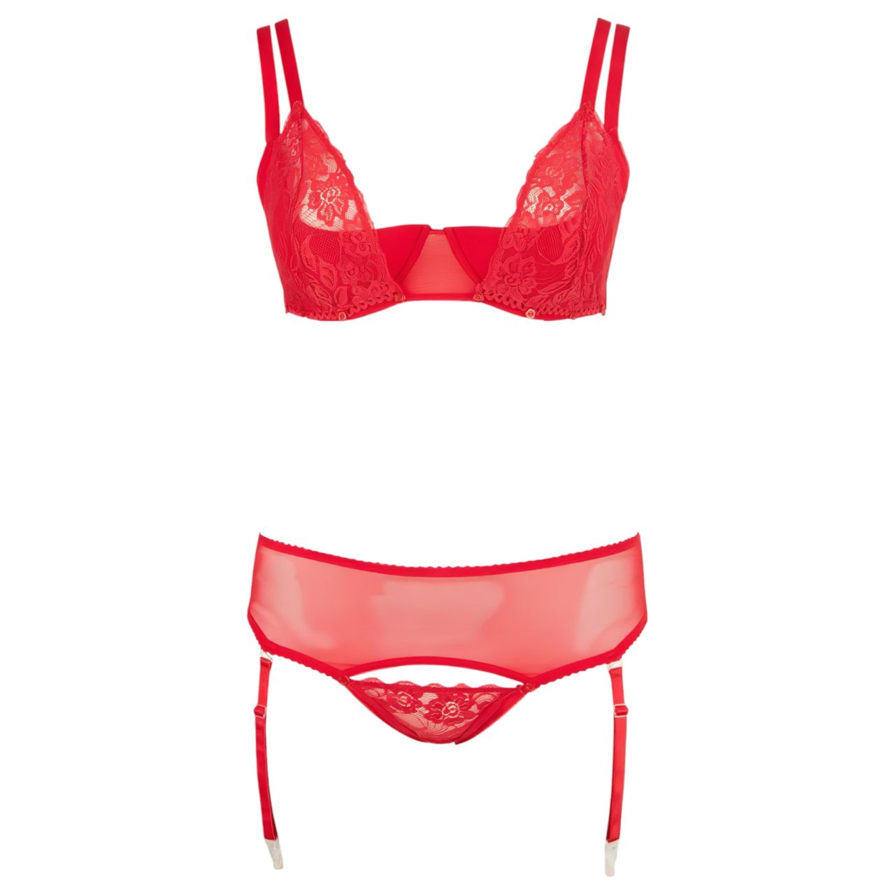 Cottelli Plus Size - variálható fehérnemű duó (piros) Cottelli Plus Size - variálható fehérnemű duó (piros)