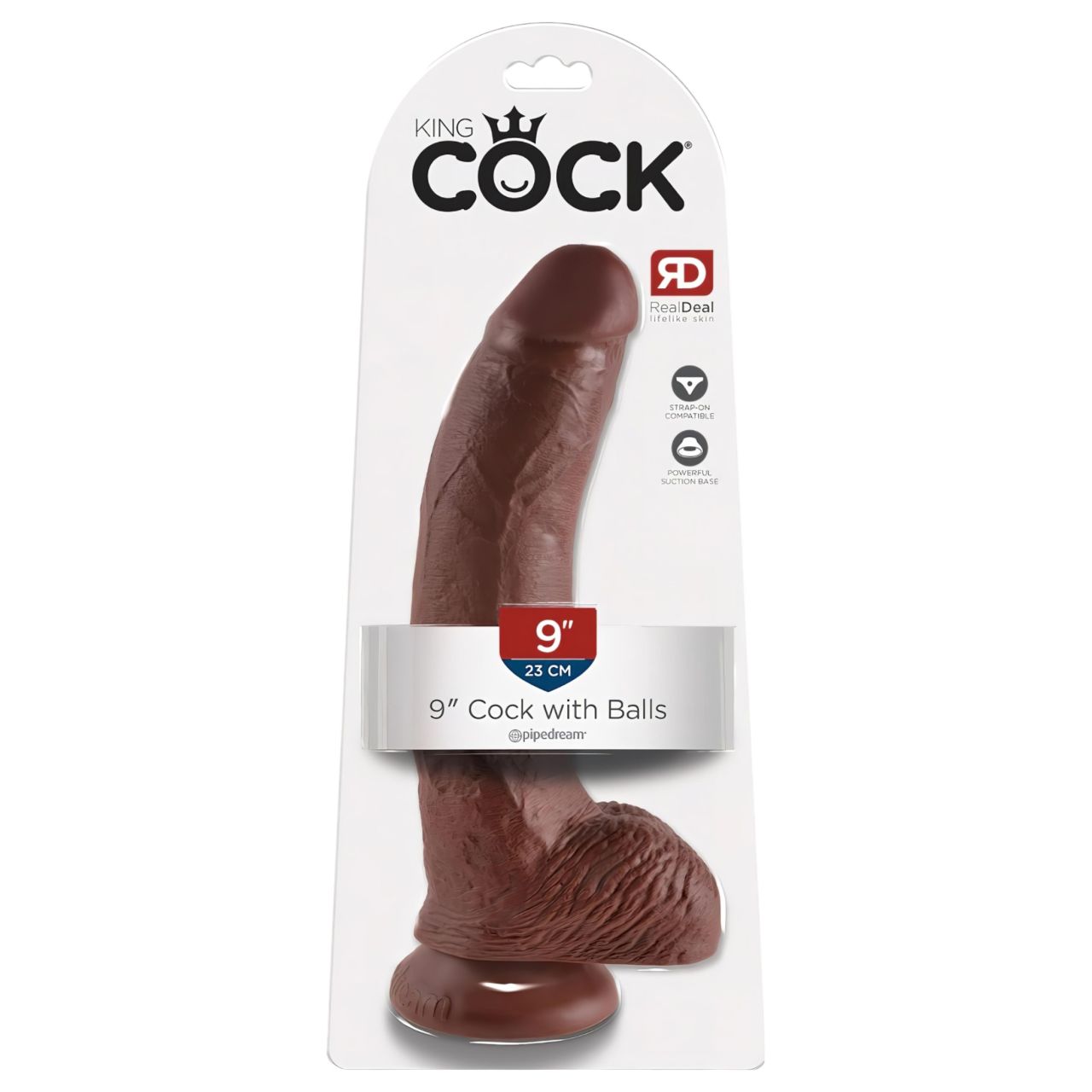 King Cock 9 - nagy tapadókorongos, herés dildó (23 cm, barna) King Cock 9 - nagy tapadókorongos, herés dildó (23 cm, barna)